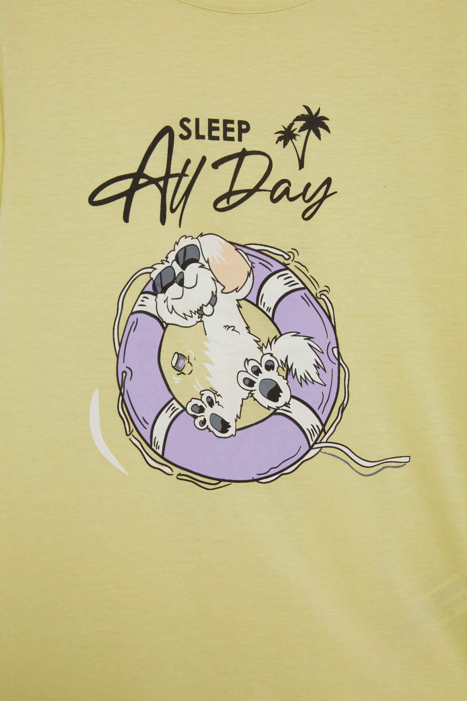 سيت بجامة بناتي شورت وتيشيرت قصة عادية - قطعتين