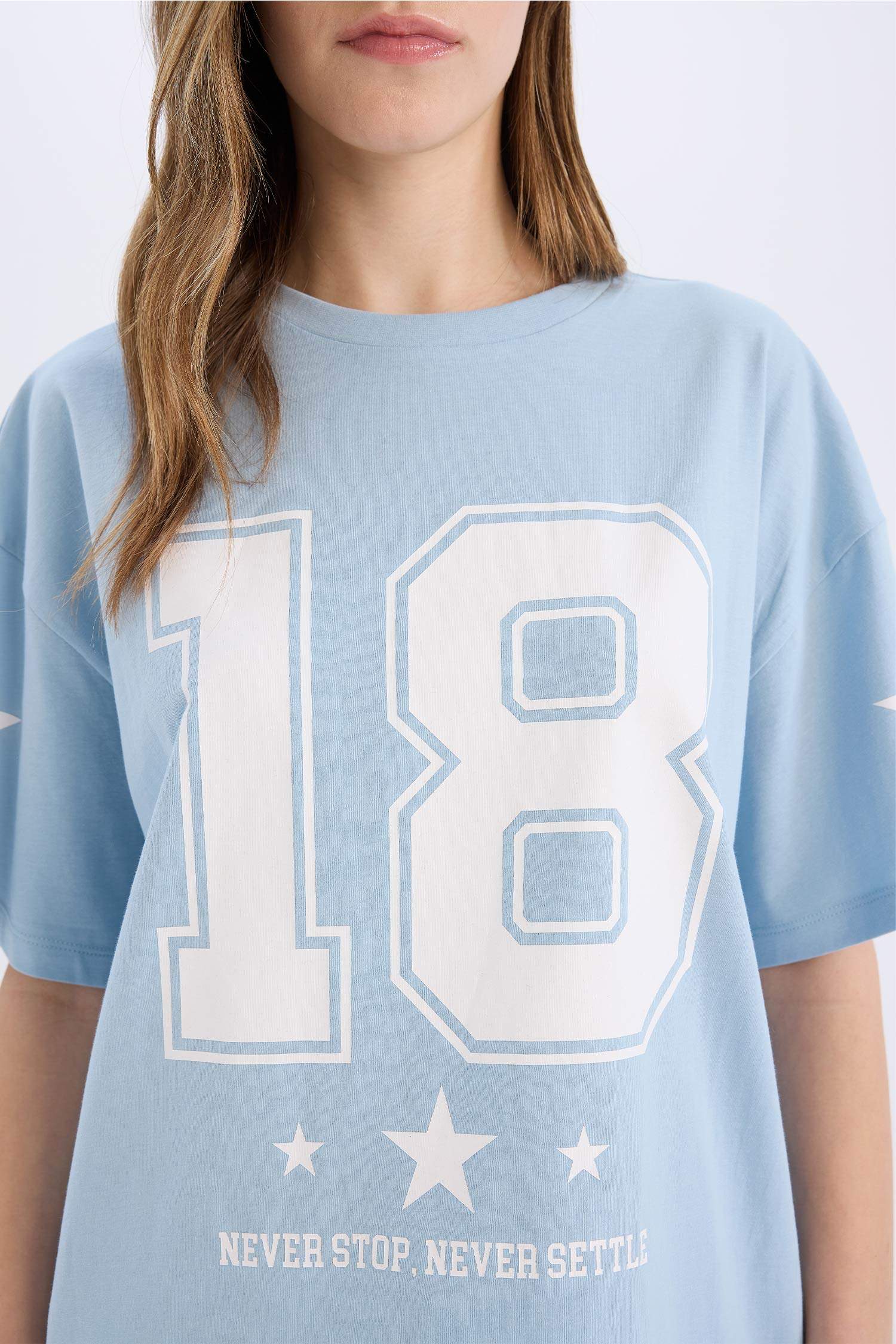 تيشيرت نص ردن اوفر سايز بياخة مستديرة