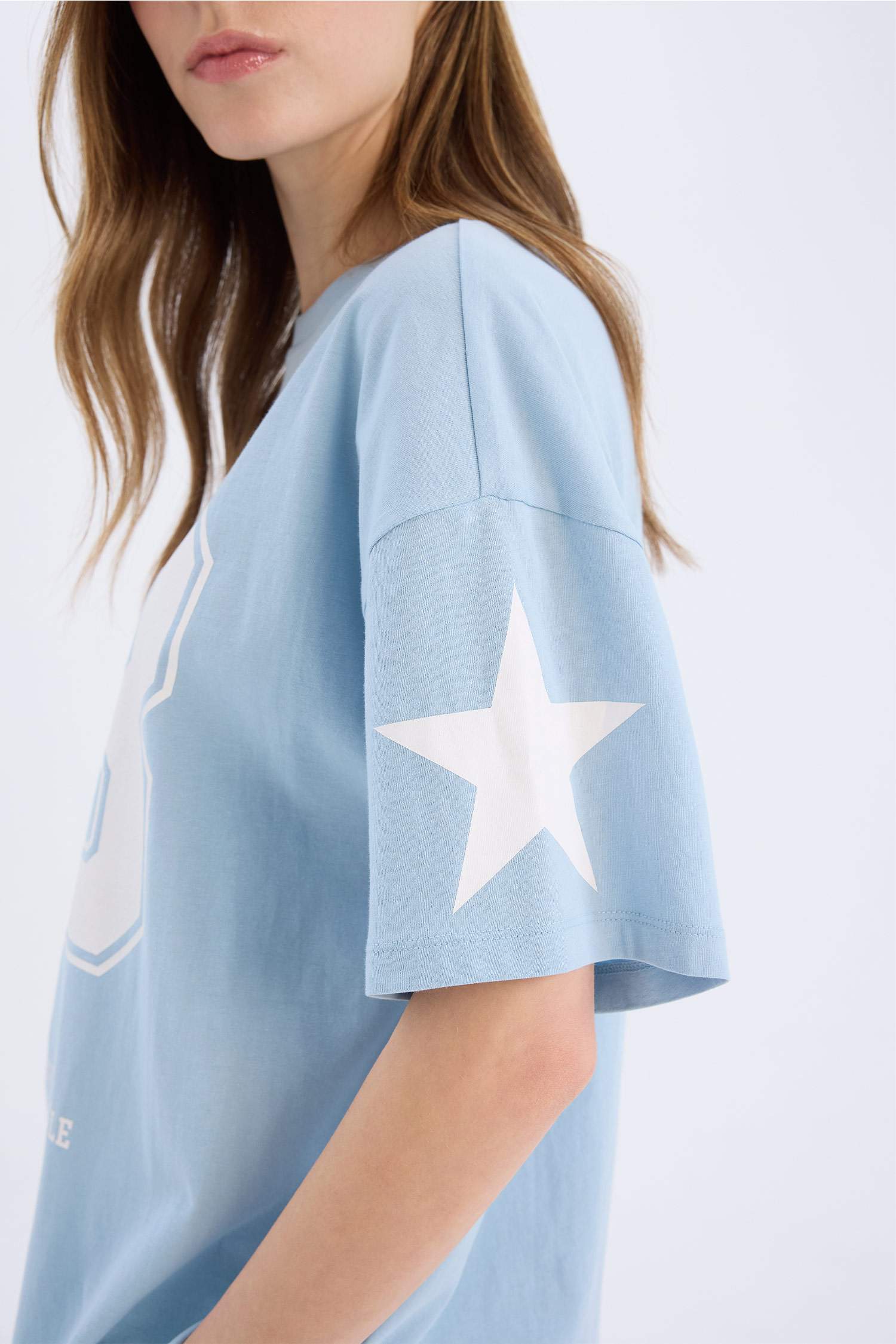 تيشيرت نص ردن اوفر سايز بياخة مستديرة