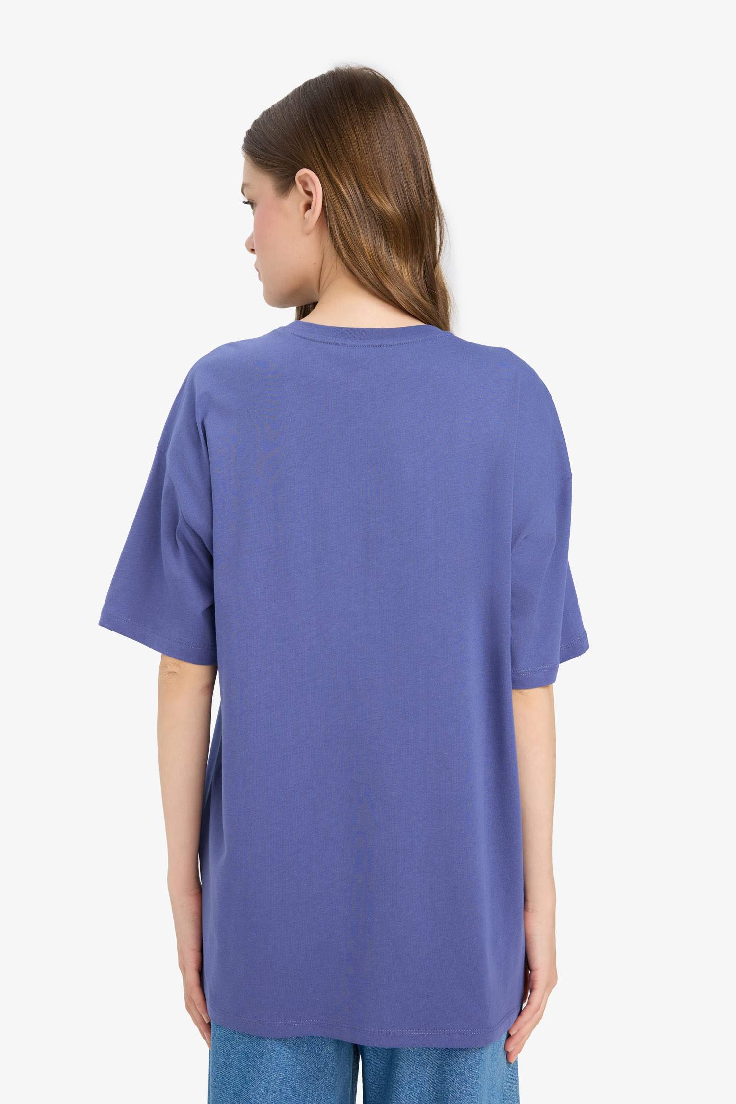 Coool Oversize Geniş Kalıp Bisiklet Yaka Baskılı Kısa Kollu Tişört