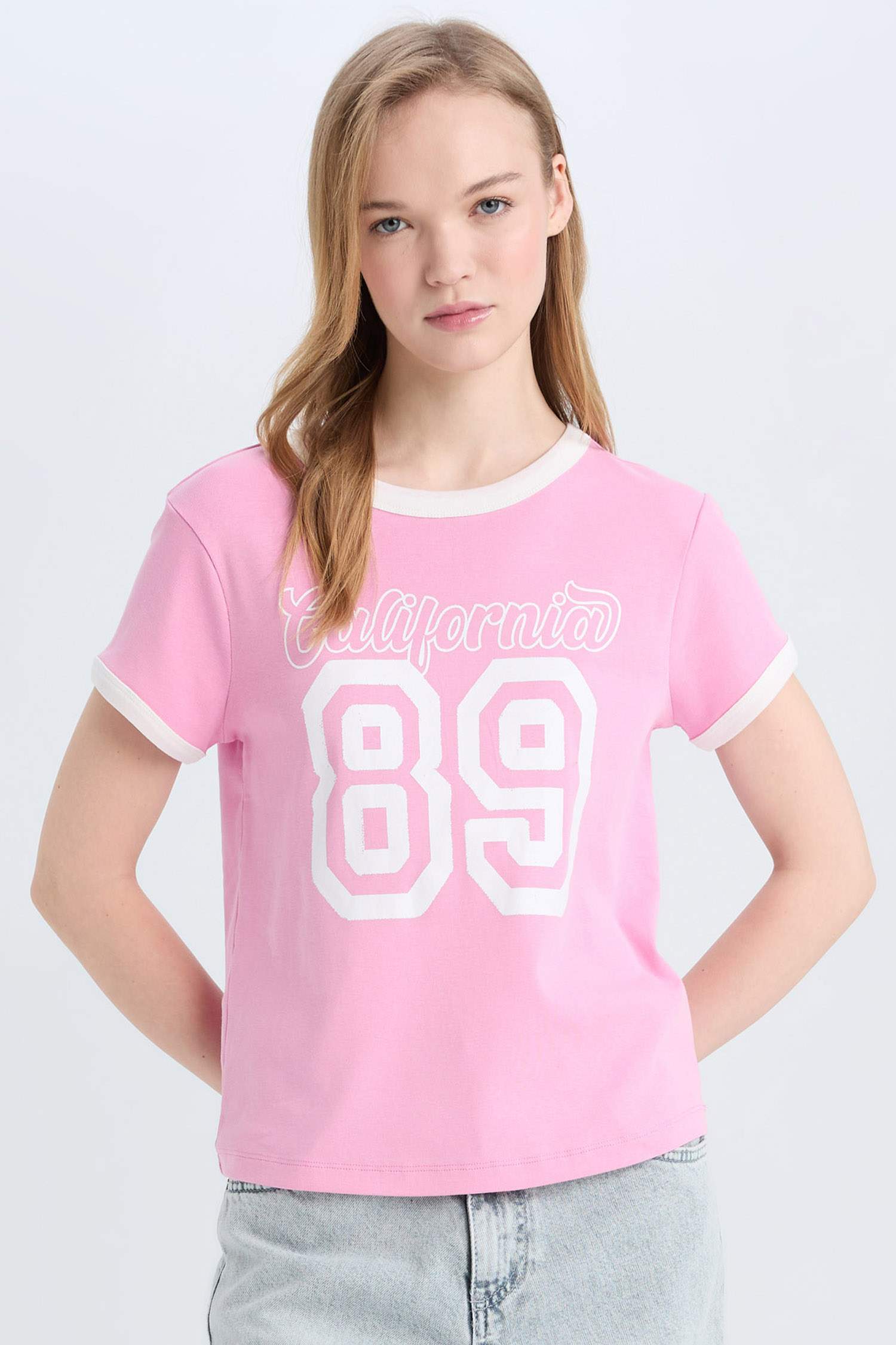 Coool Regular Fit Bisiklet Yaka Baskılı Ribana Kısa Kollu Tişört