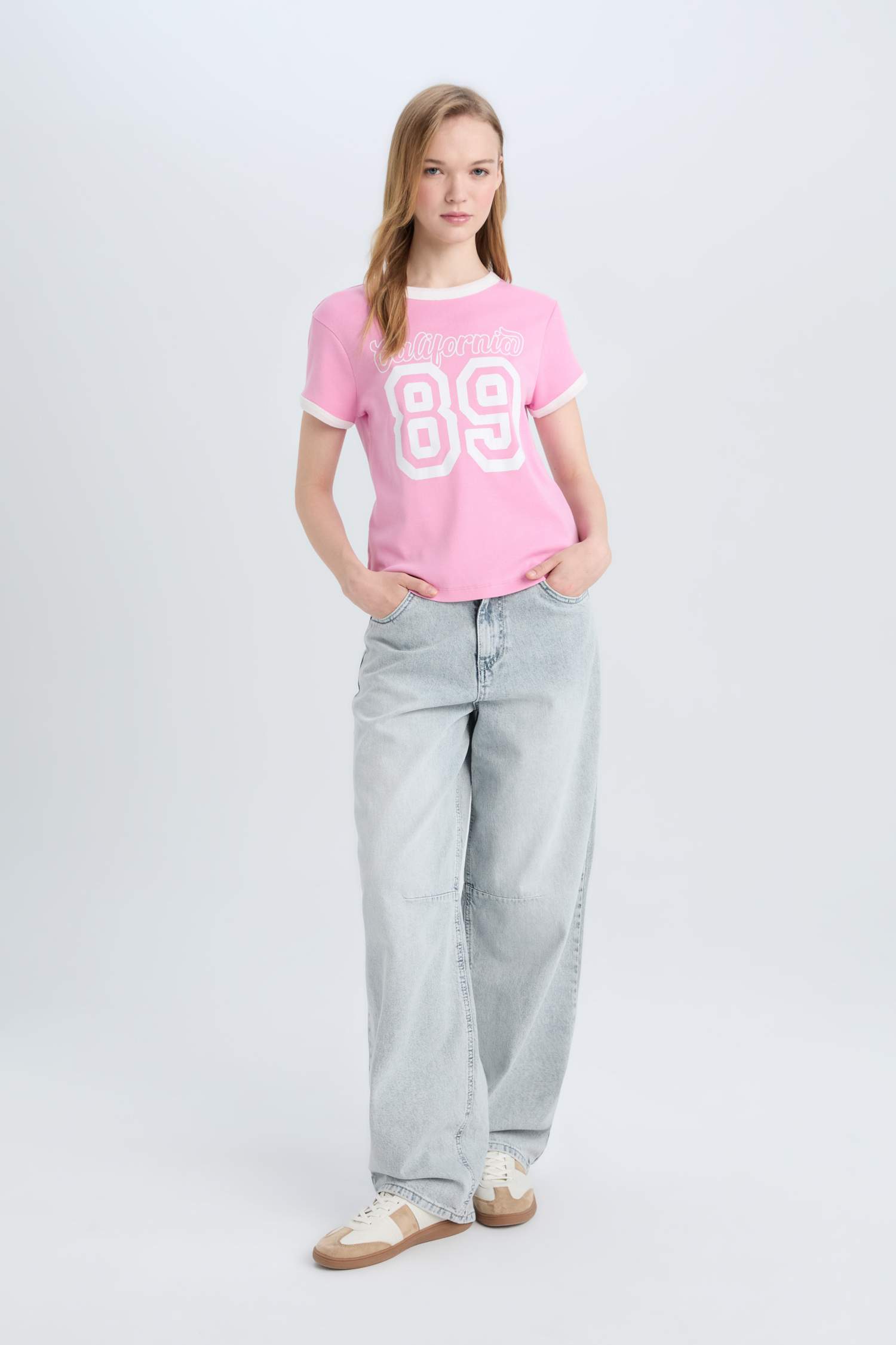 Coool Regular Fit Bisiklet Yaka Baskılı Ribana Kısa Kollu Tişört