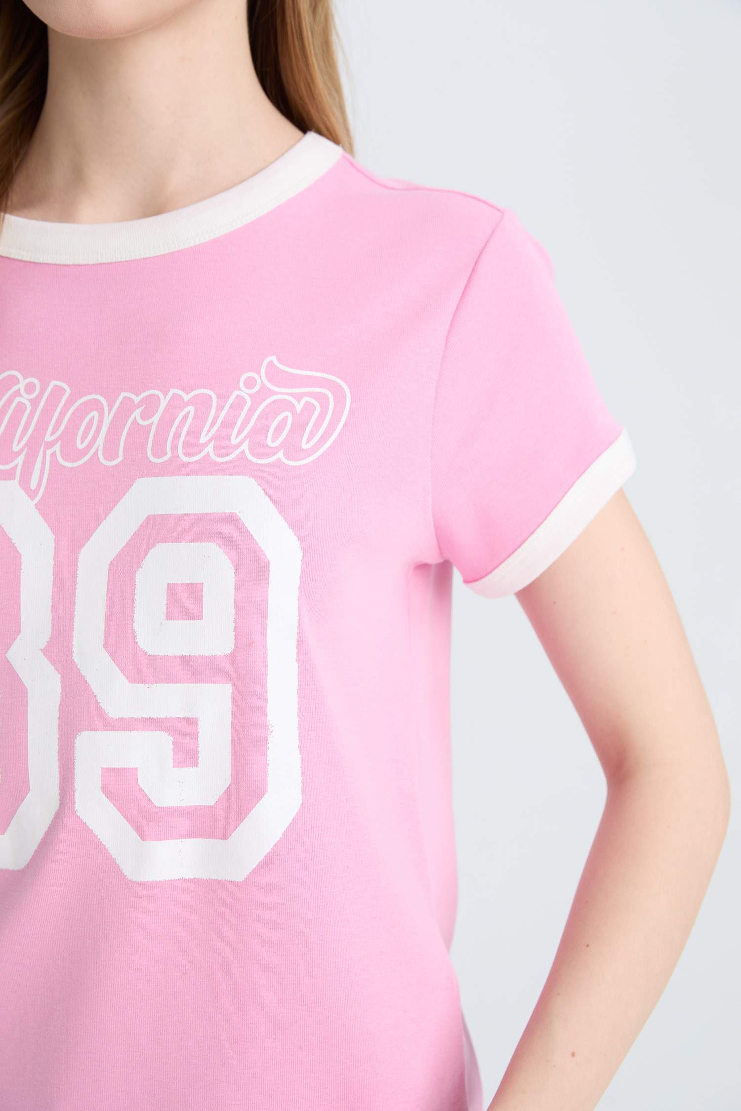 Coool Regular Fit Bisiklet Yaka Baskılı Ribana Kısa Kollu Tişört