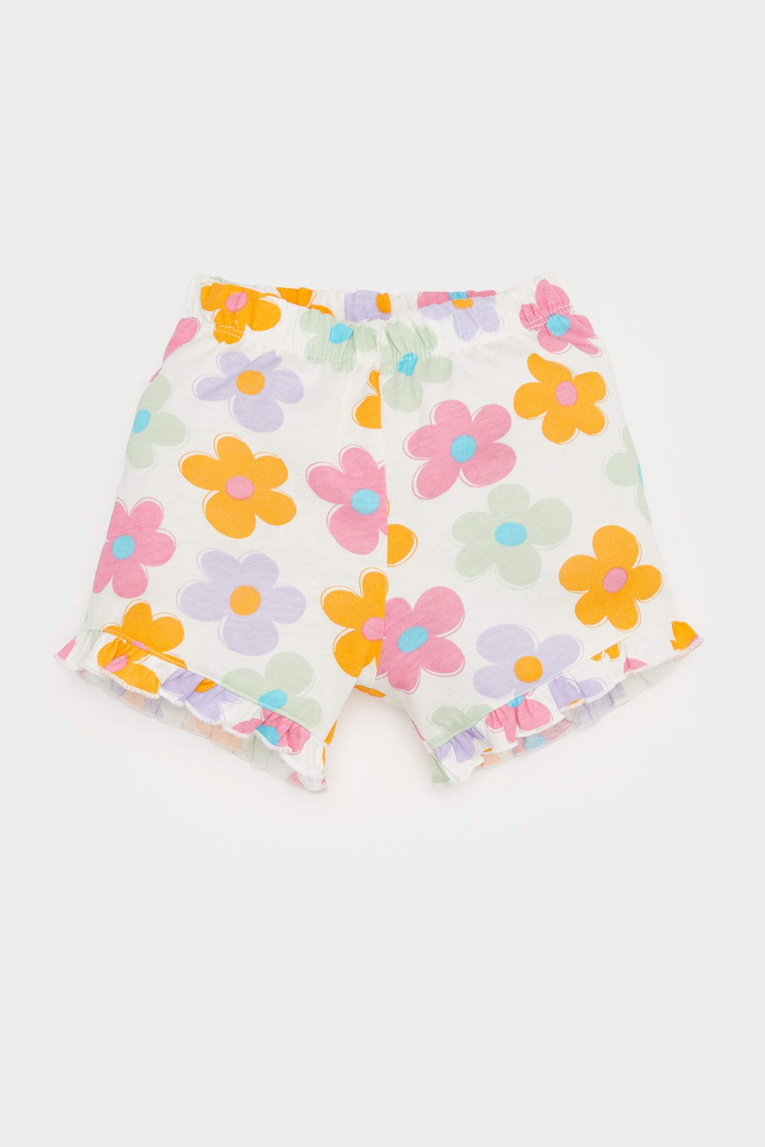 Kız Bebek 2'li Takım Baskılı Kısa Kollu Tişört Çiçekli Şort
