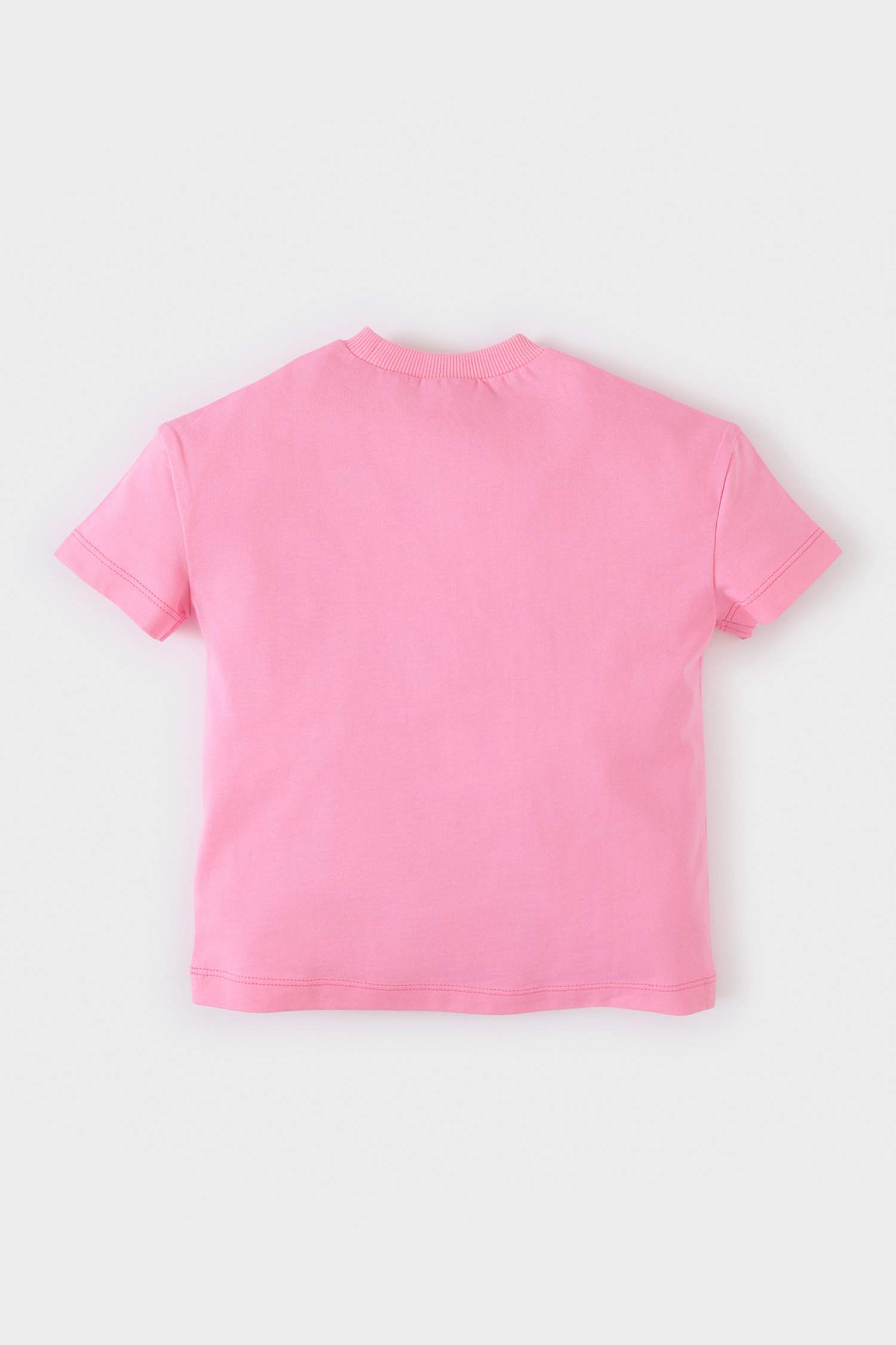 Kız Bebek Bisiklet Yaka Baskılı Kısa Kollu Tişört