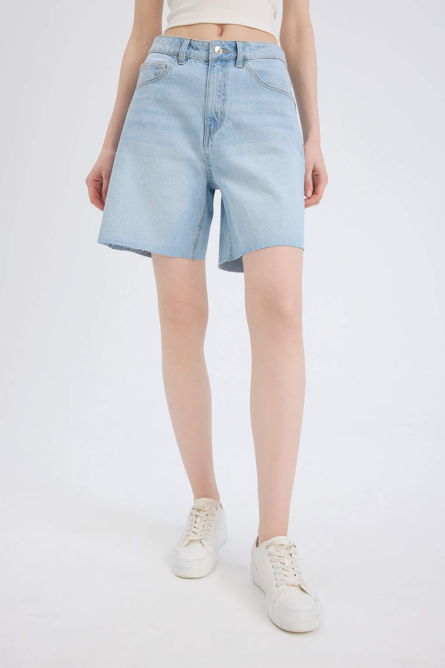 شورت برمودا جينز بخصر عالي