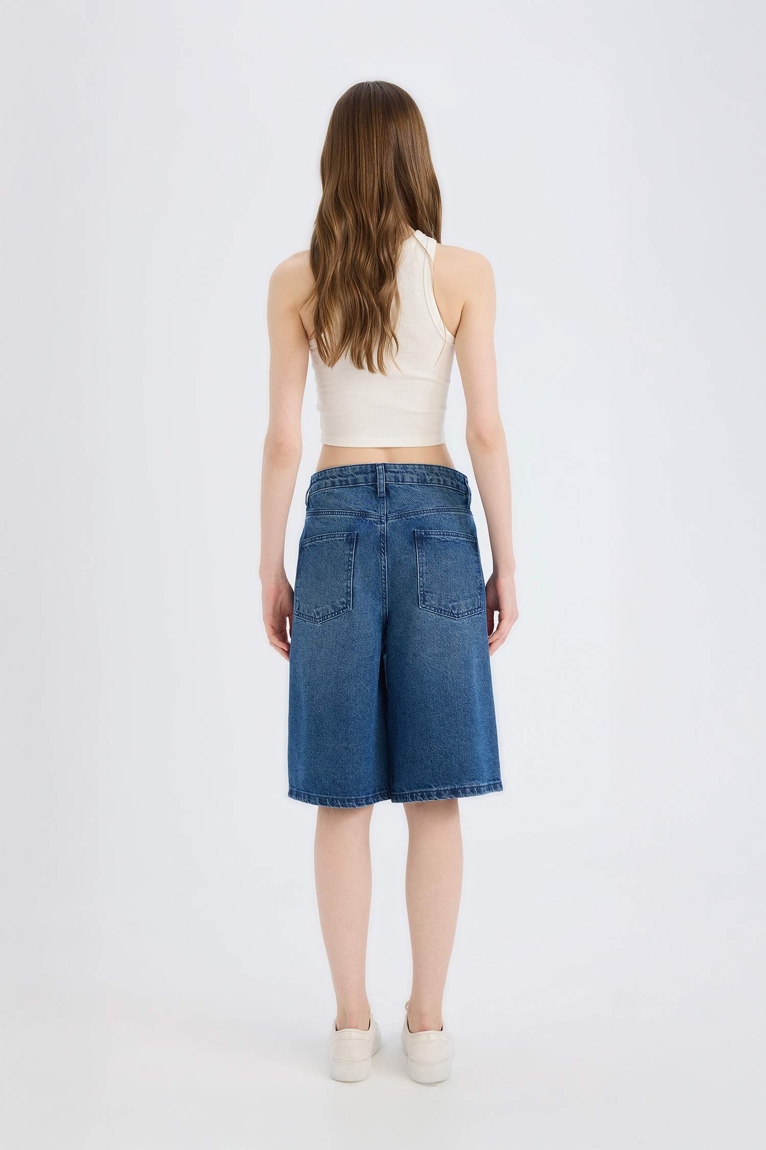 Джинсовые шорты-бермуды с обычной посадкой на талии