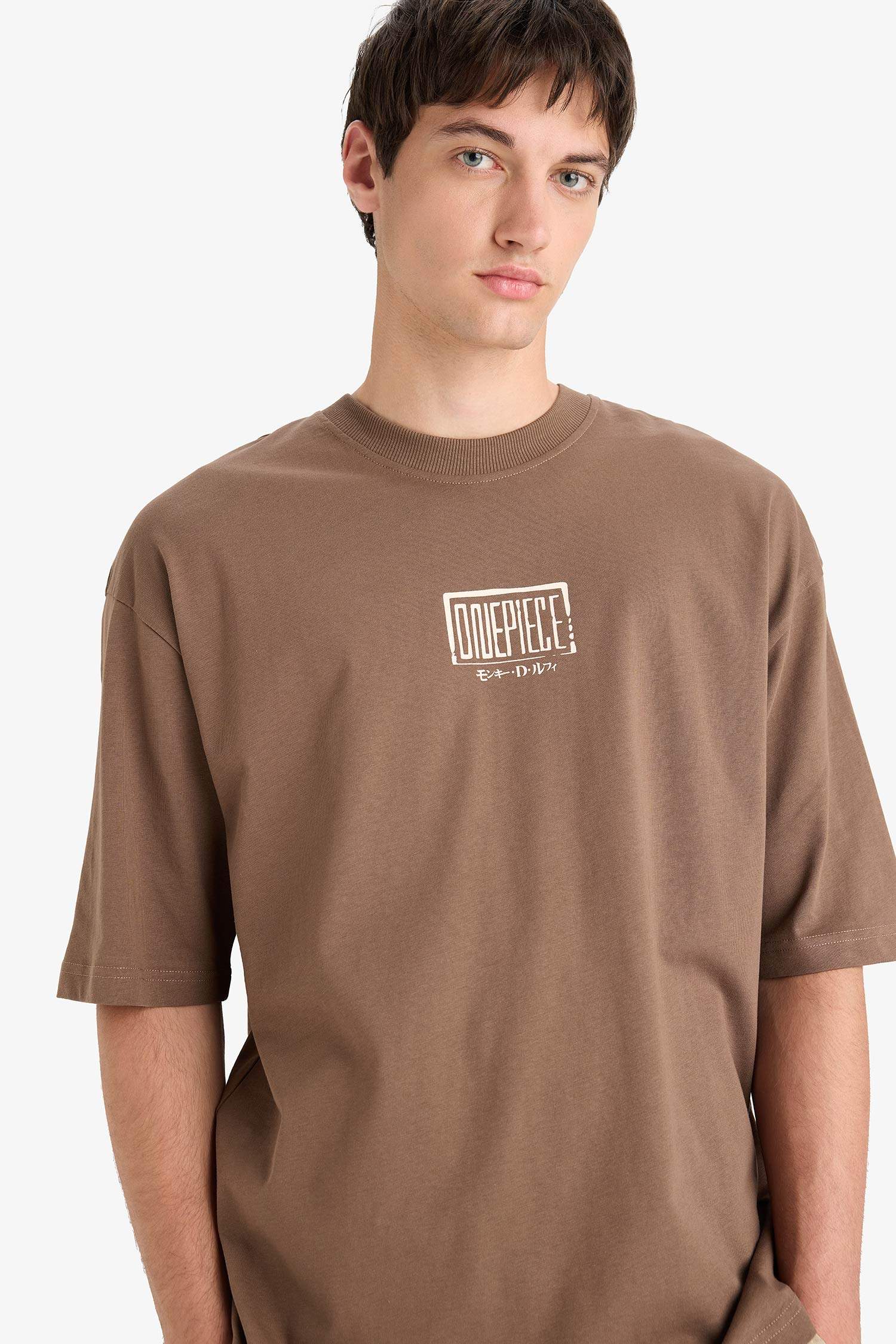 Loose Fit One Piece Crew Neck Printed Short Sleeve T-Shirt