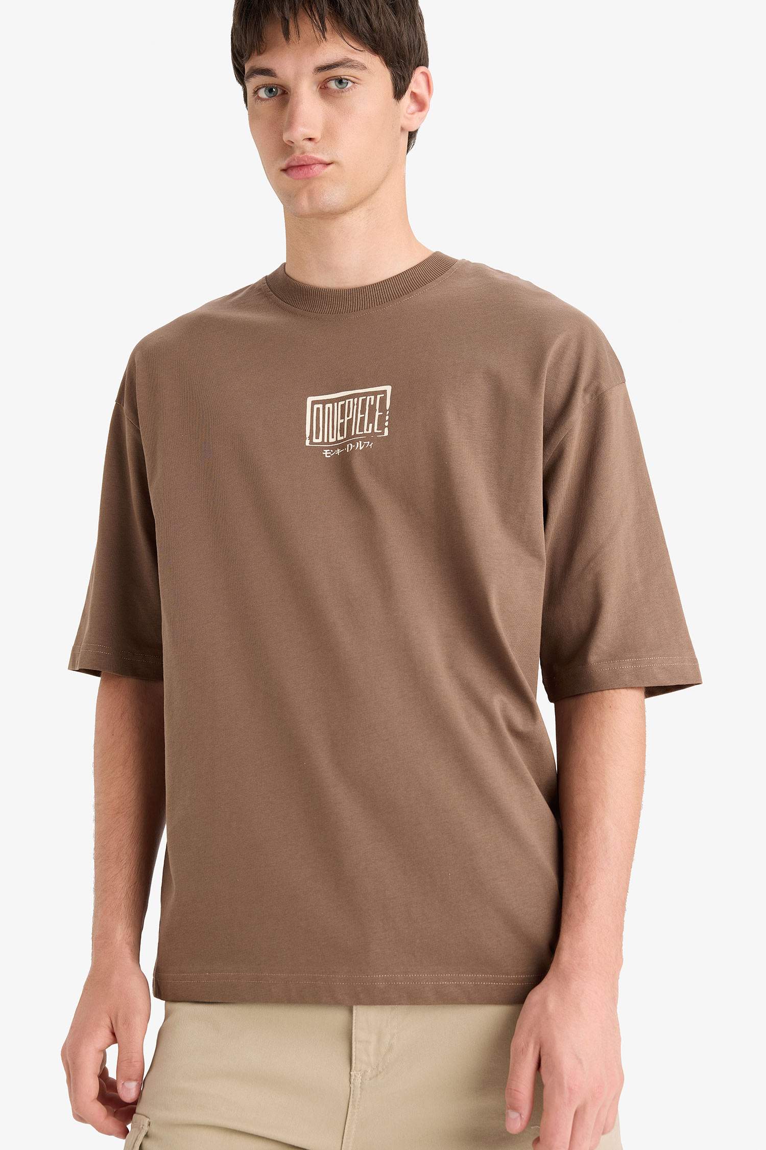 Loose Fit One Piece Crew Neck Printed Short Sleeve T-Shirt