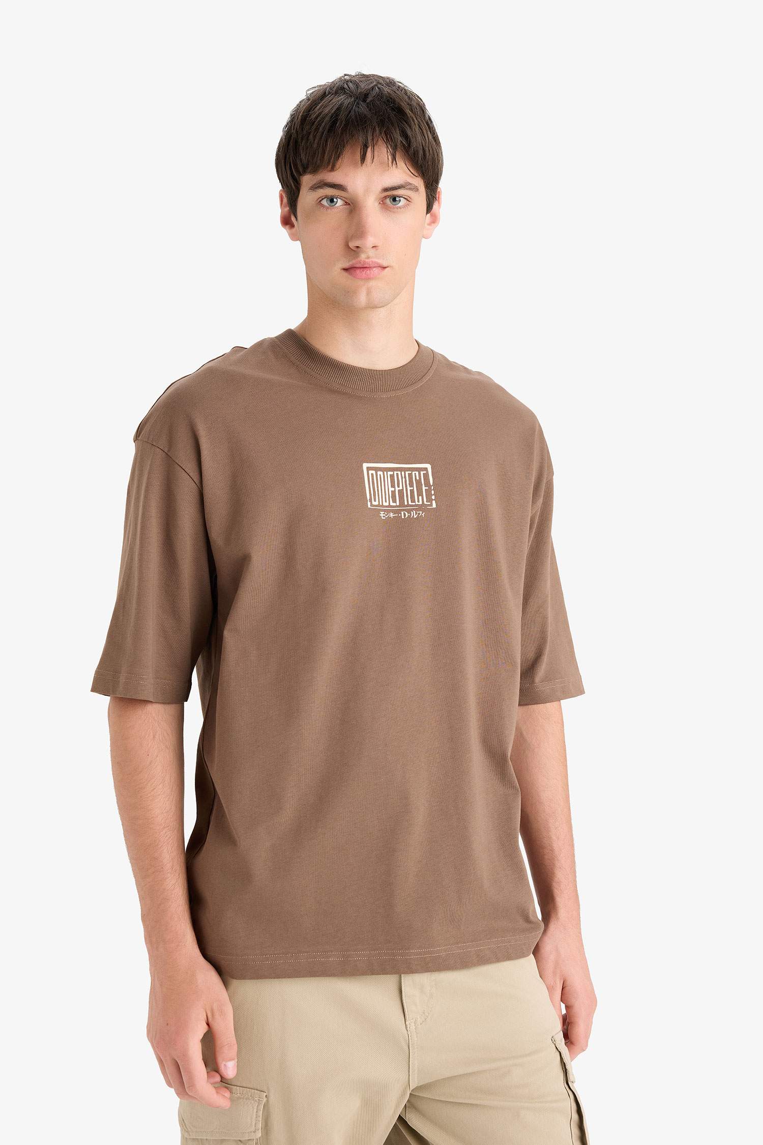 Loose Fit One Piece Crew Neck Printed Short Sleeve T-Shirt