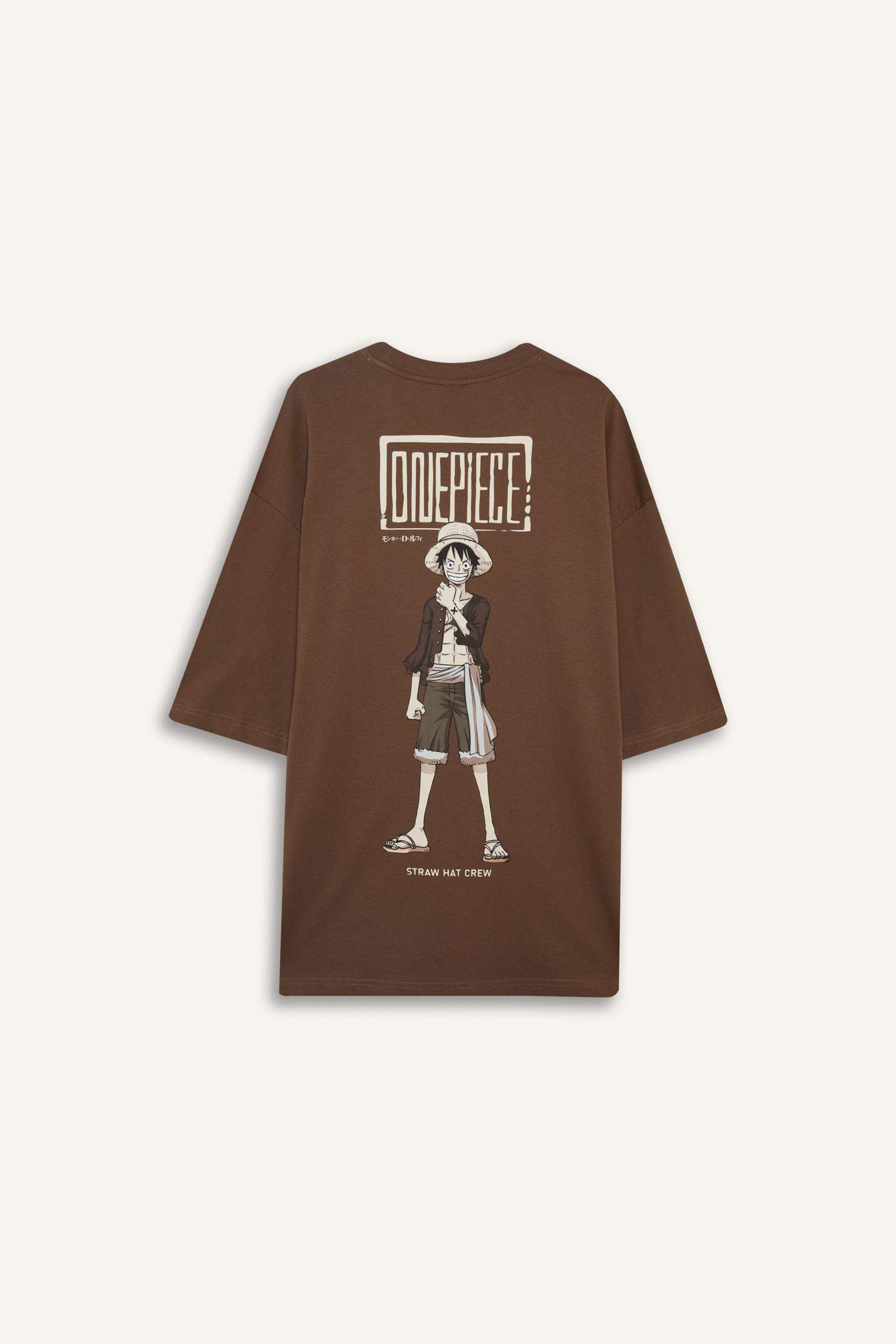 Loose Fit One Piece Crew Neck Printed Short Sleeve T-Shirt