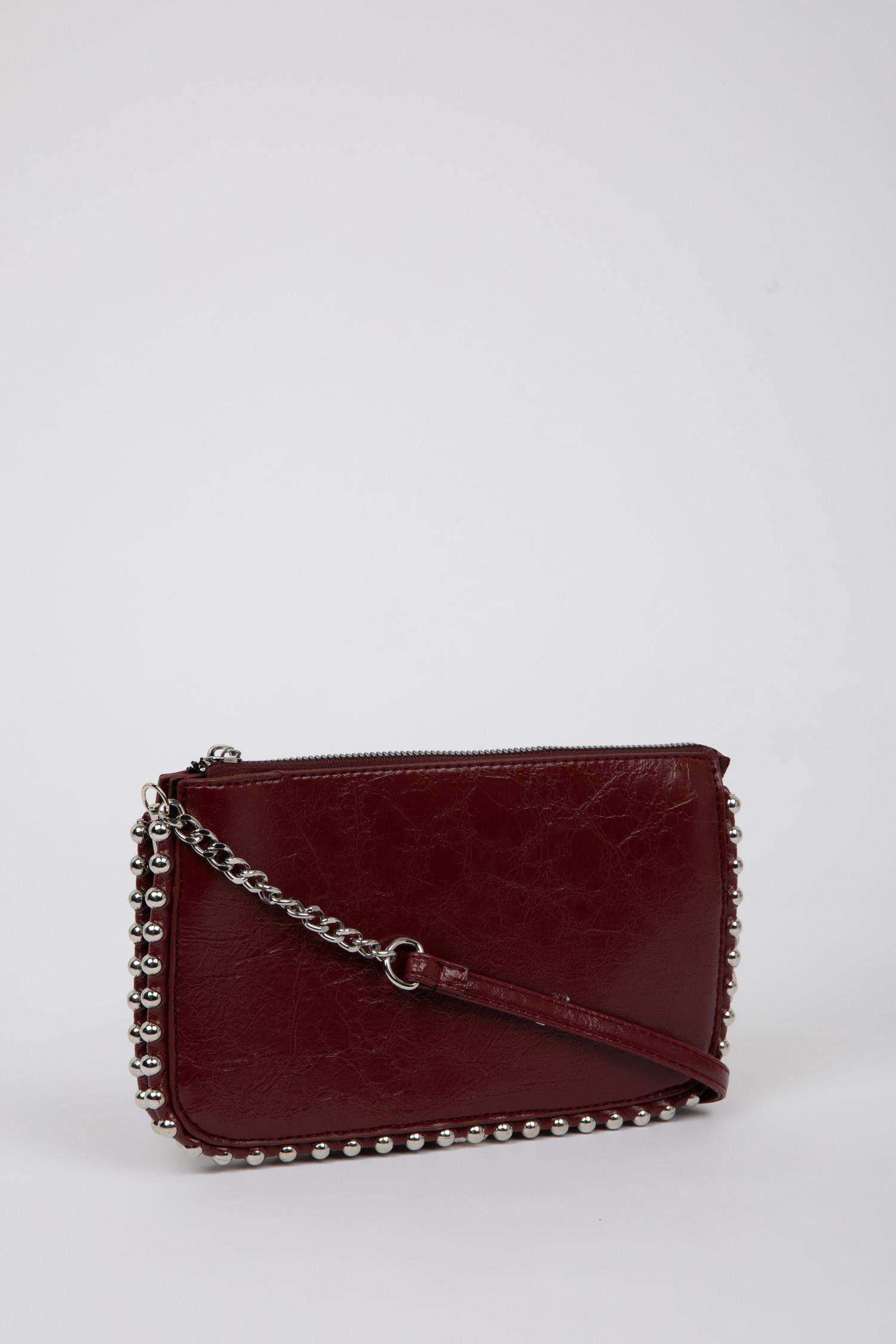 Kadın Zımba Detaylı Suni Deri Çapraz Çanta