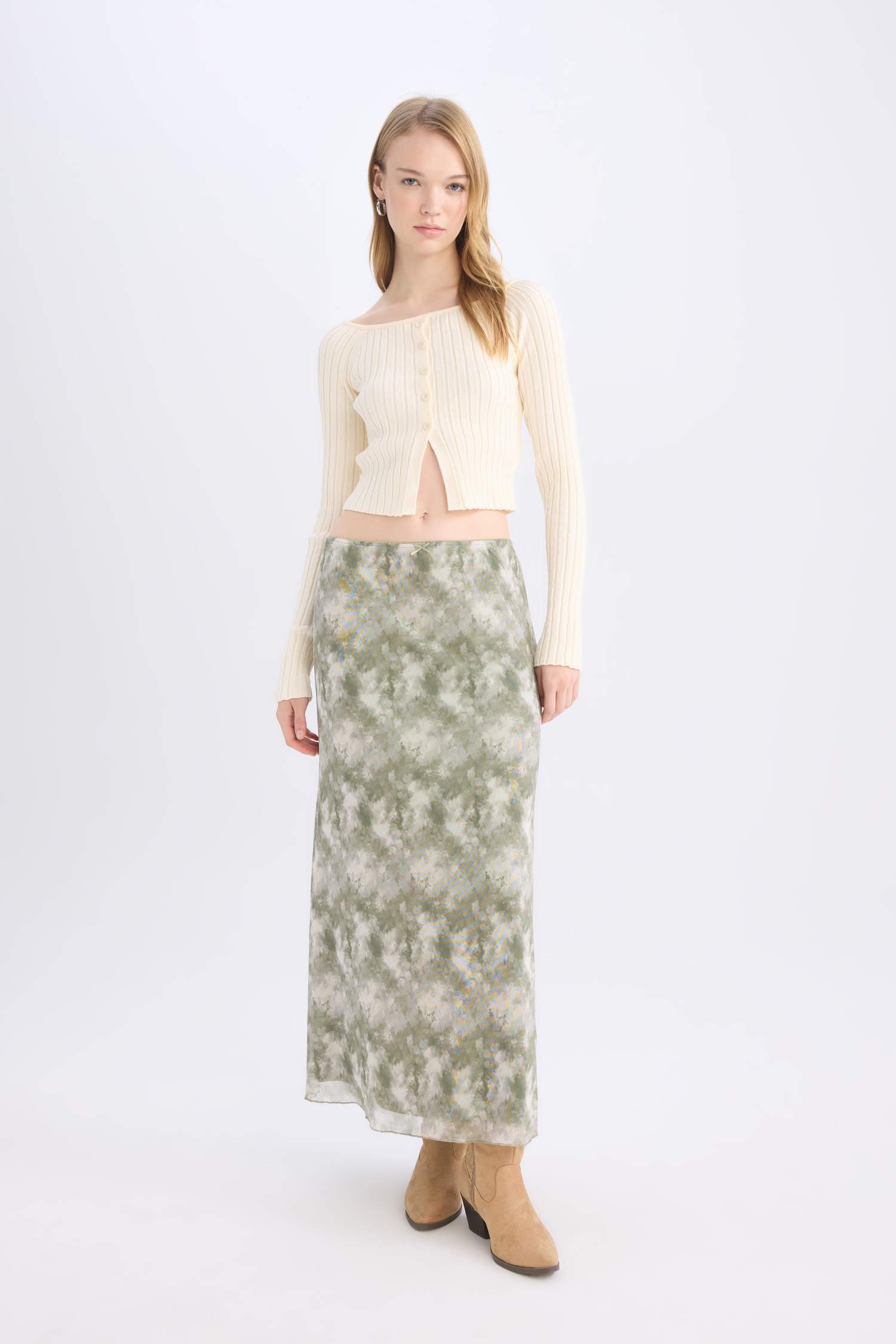 Fitted Açık Omuz Crop Triko Kazak