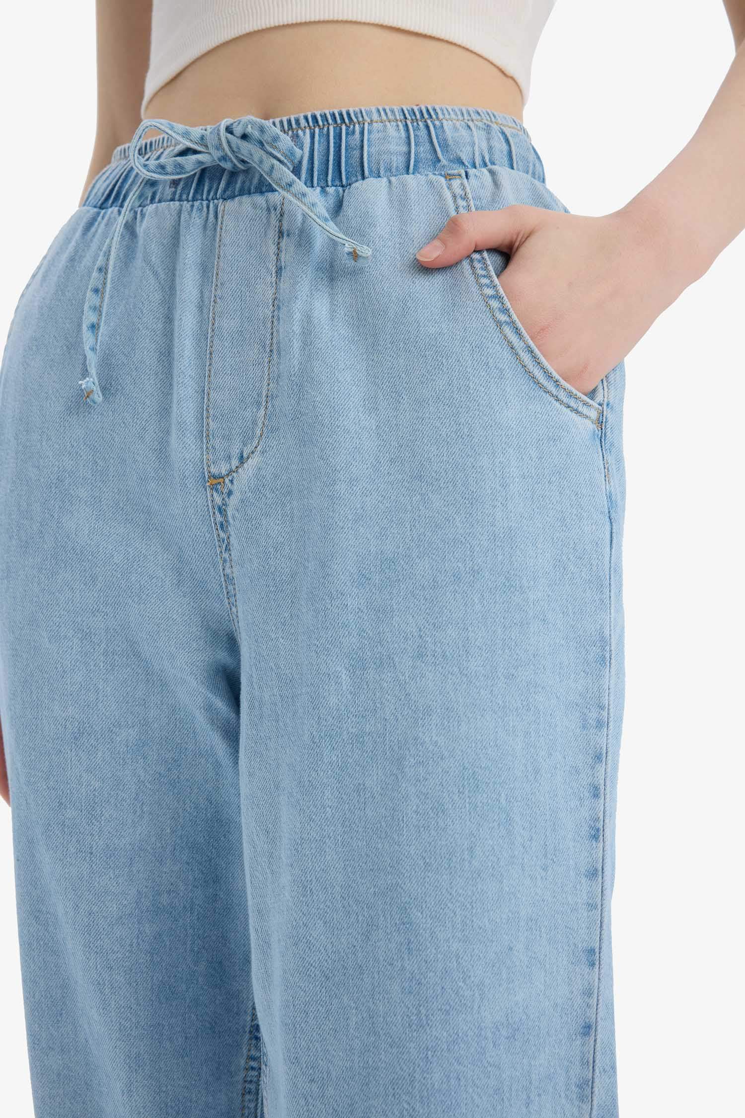 بنطلون جينز طري بيبرباج بخصر عالي