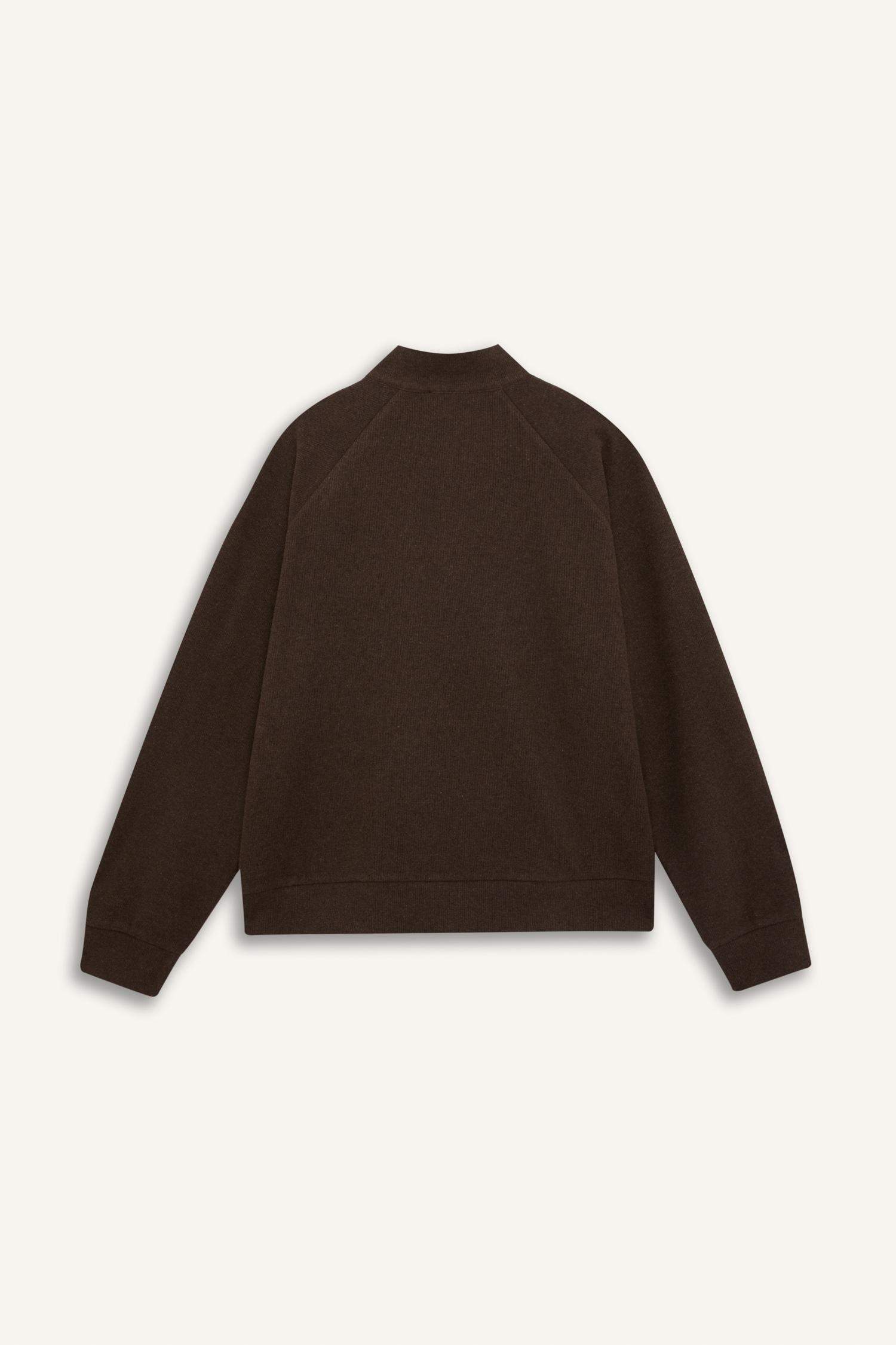 Oversize Geniş Kalıp Basic Düz Kanguru Cepli Fermuarlı Polo Yaka Sweatshirt