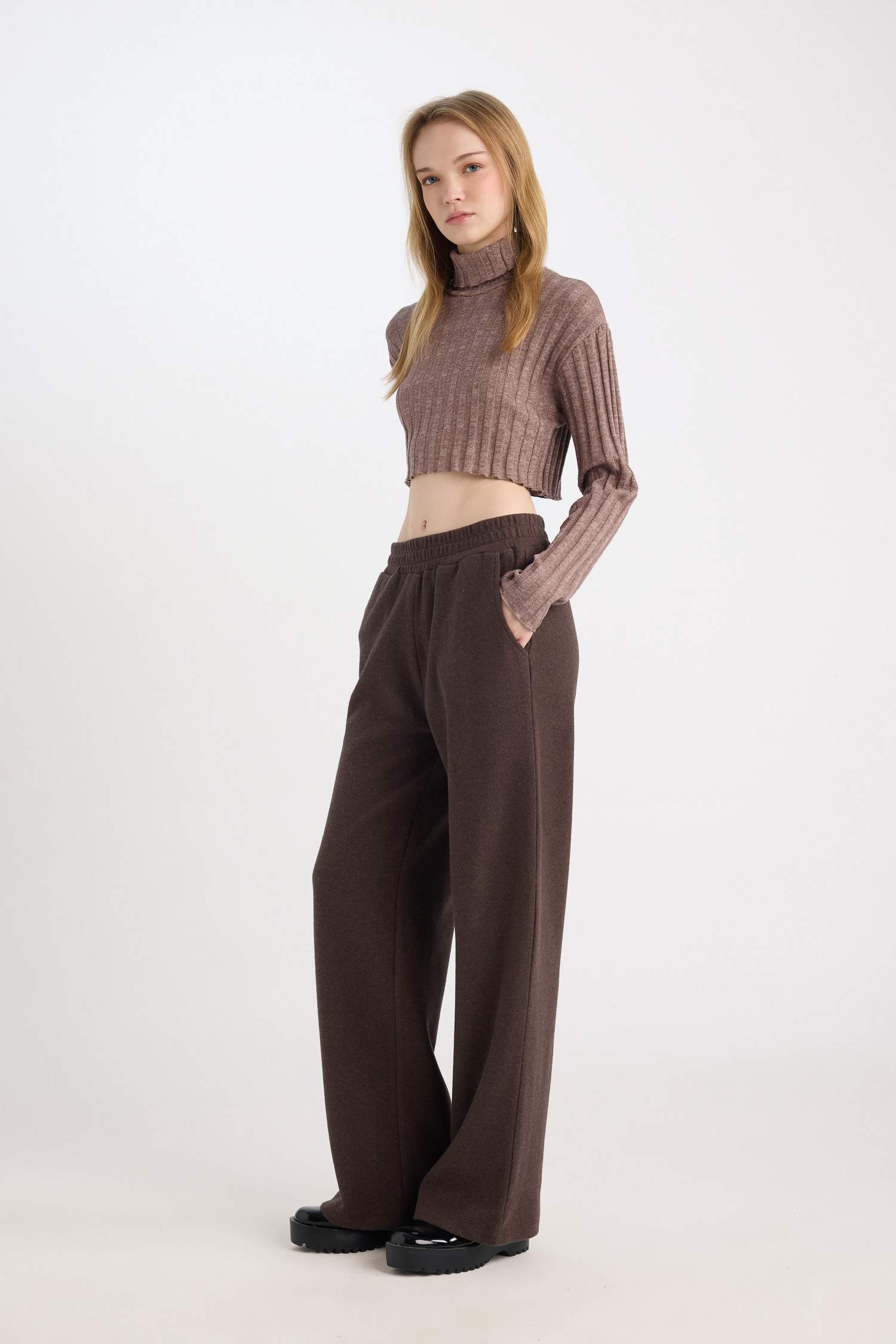 Wide Leg Geniş Bol Paça Eşofman Altı Beli Lastikli Cepli Bağcıklı Uzun Boy