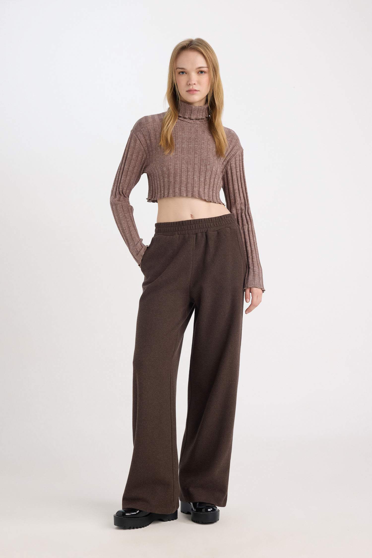 Wide Leg Geniş Bol Paça Eşofman Altı Beli Lastikli Cepli Bağcıklı Uzun Boy