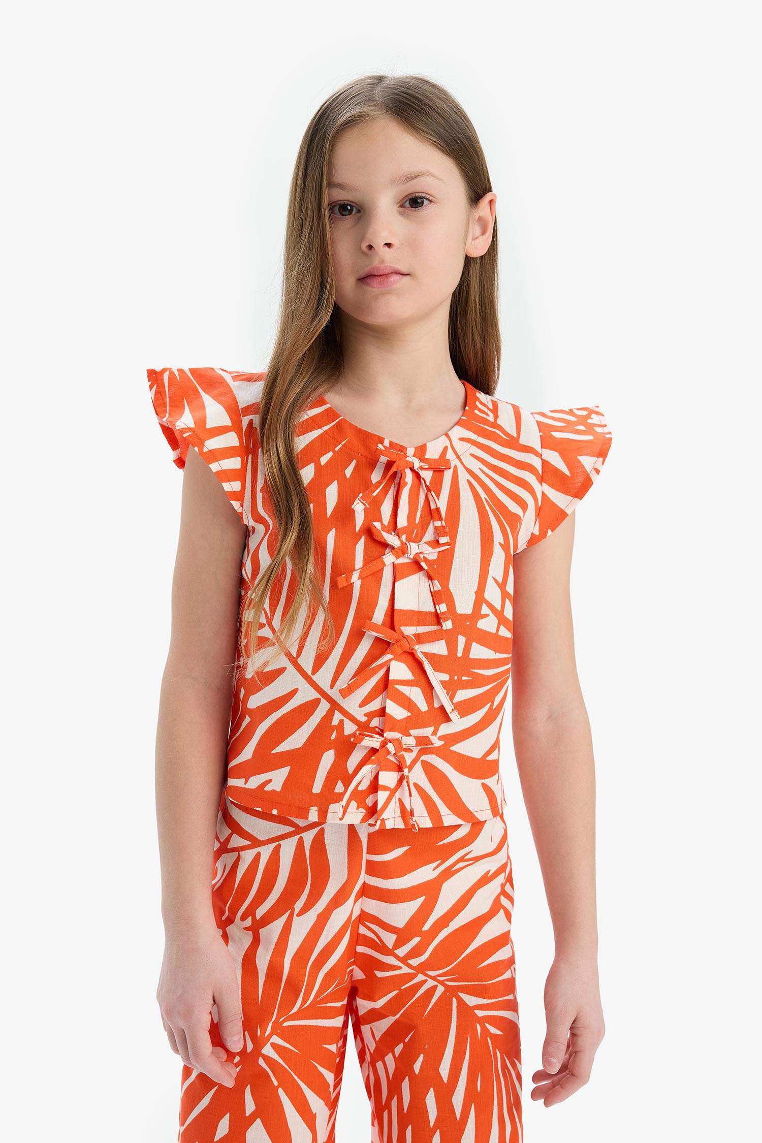 Kız Çocuk Desenli Kısa Kollu Bluz