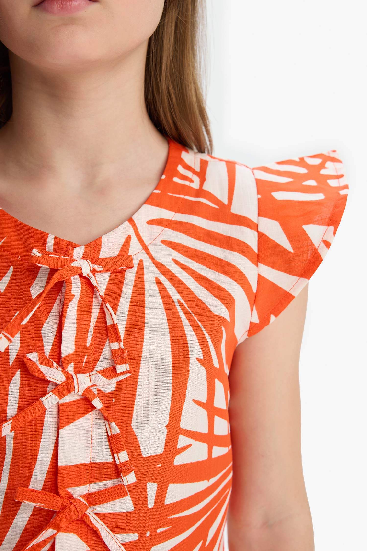 Kız Çocuk Desenli Kısa Kollu Bluz