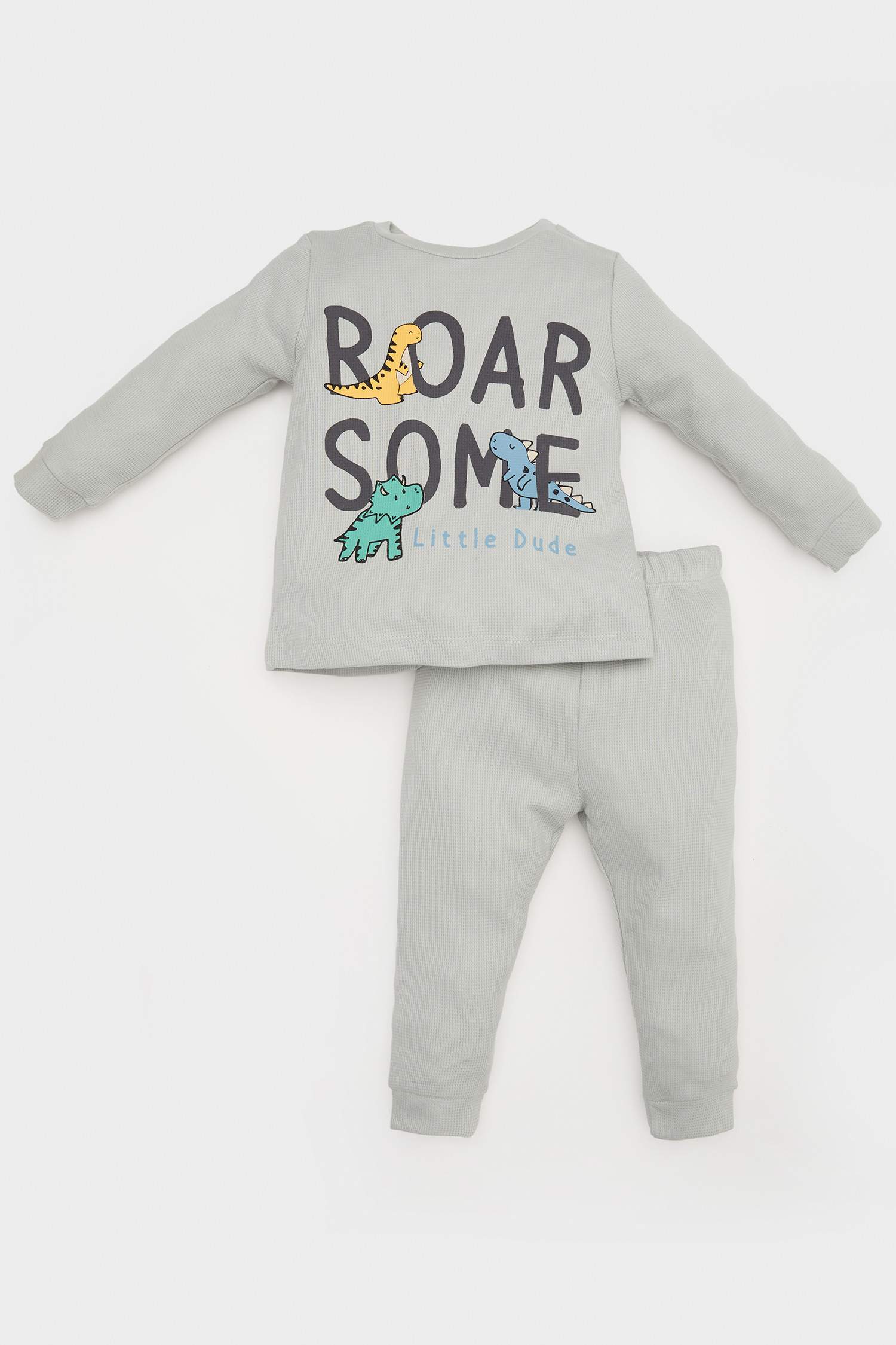 طقم بيجاما اولادي أخضر قصة عادية كم طويل - قطعتين