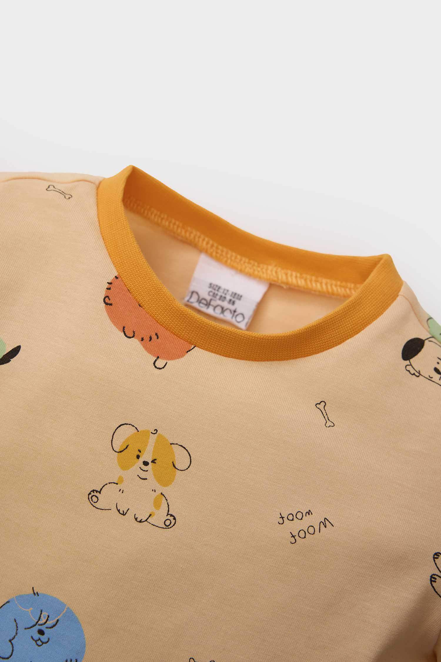 Erkek Bebek Pijama Takımı Desenli Uzun Kollu Penye Üst Beli Lastikli Uzun Alt