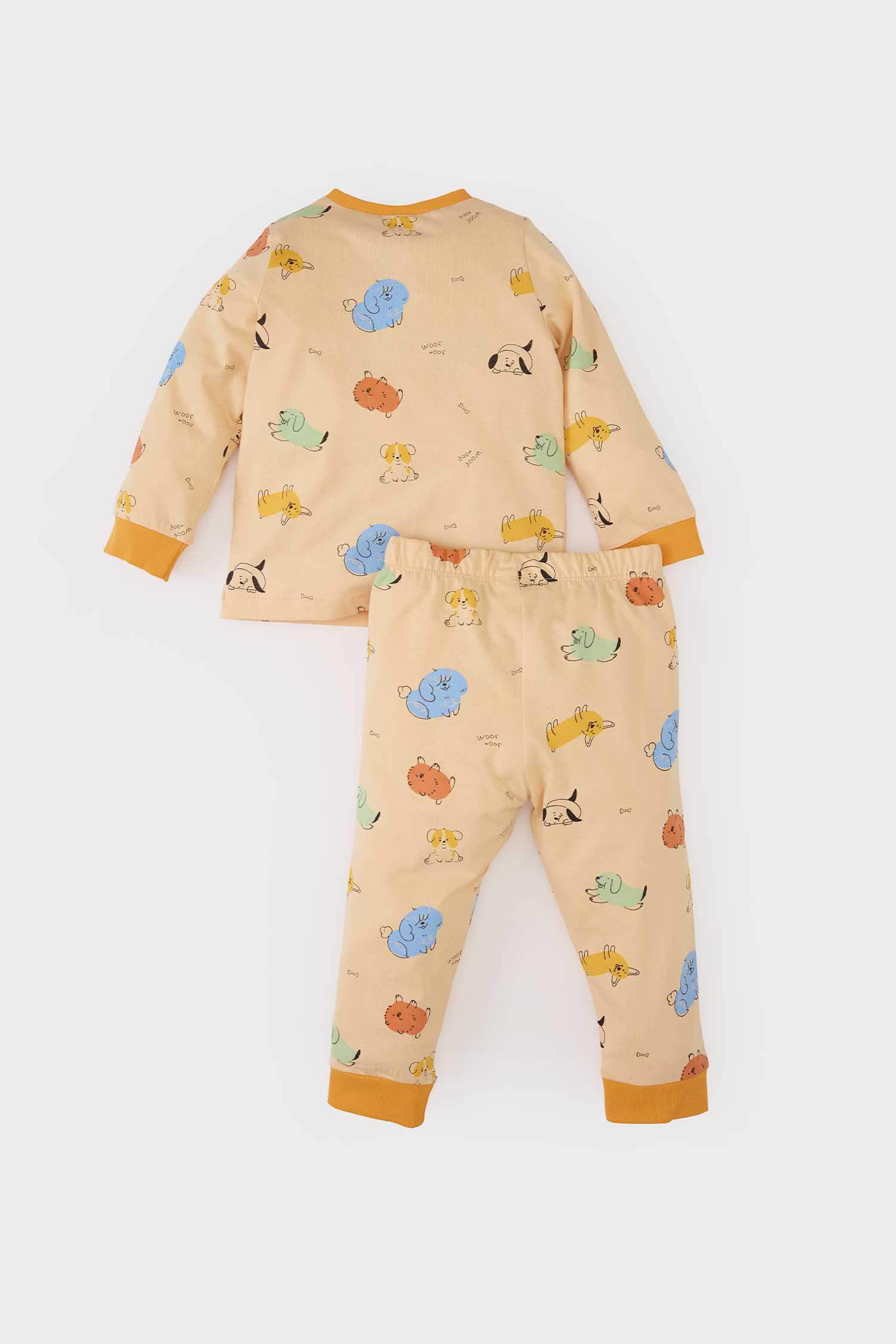 Erkek Bebek Pijama Takımı Desenli Uzun Kollu Penye Üst Beli Lastikli Uzun Alt