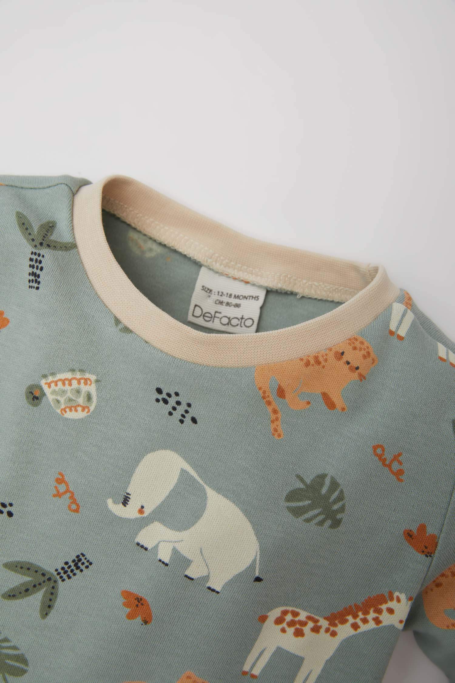 سيت بجامة ولادي ردن طويل بطبعة سفاري - قطعتين