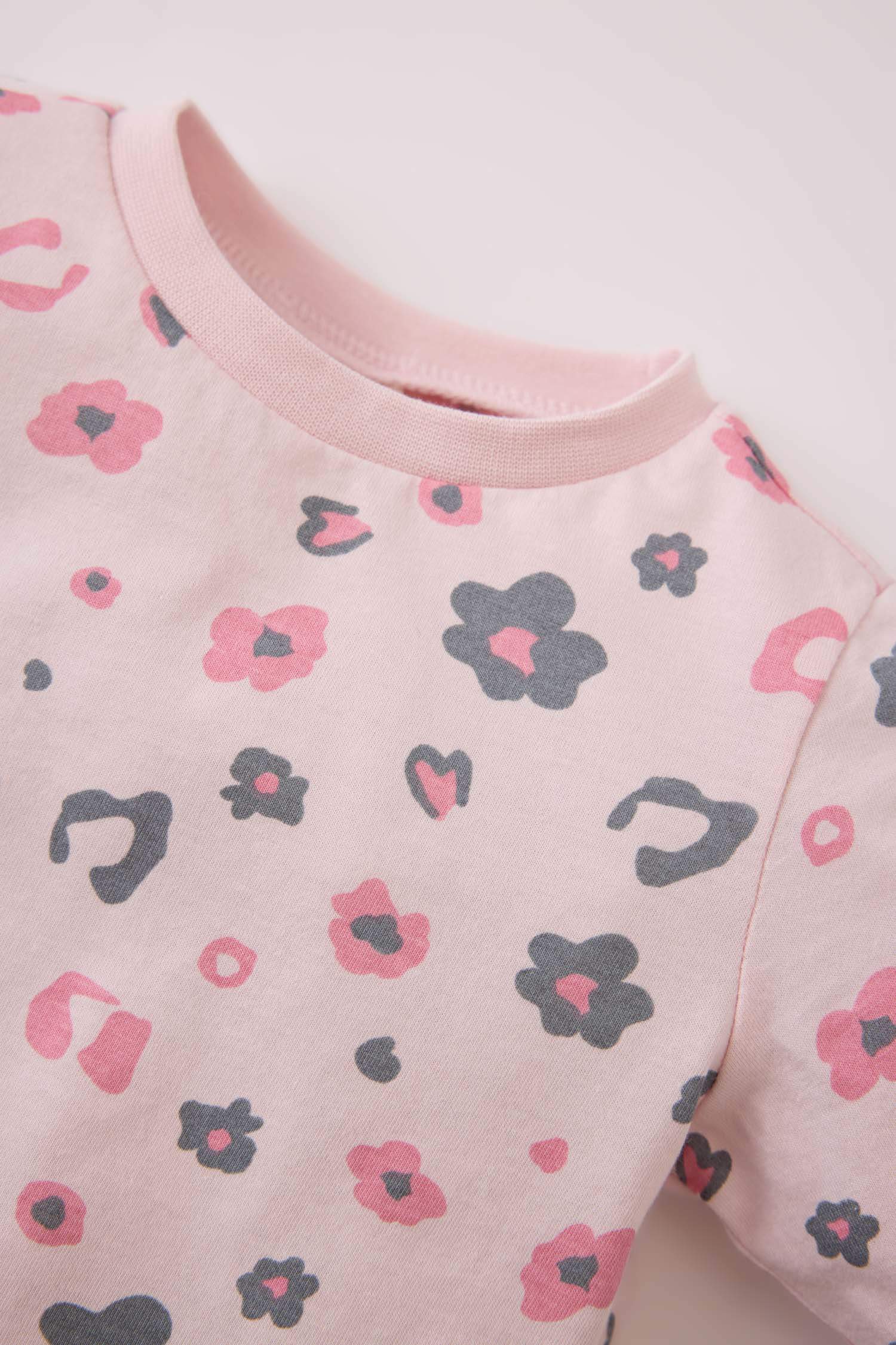 Пижамный комплект для девочек с леопардовым принтом, длинный рукав, трикотажный верх, низ на резинке