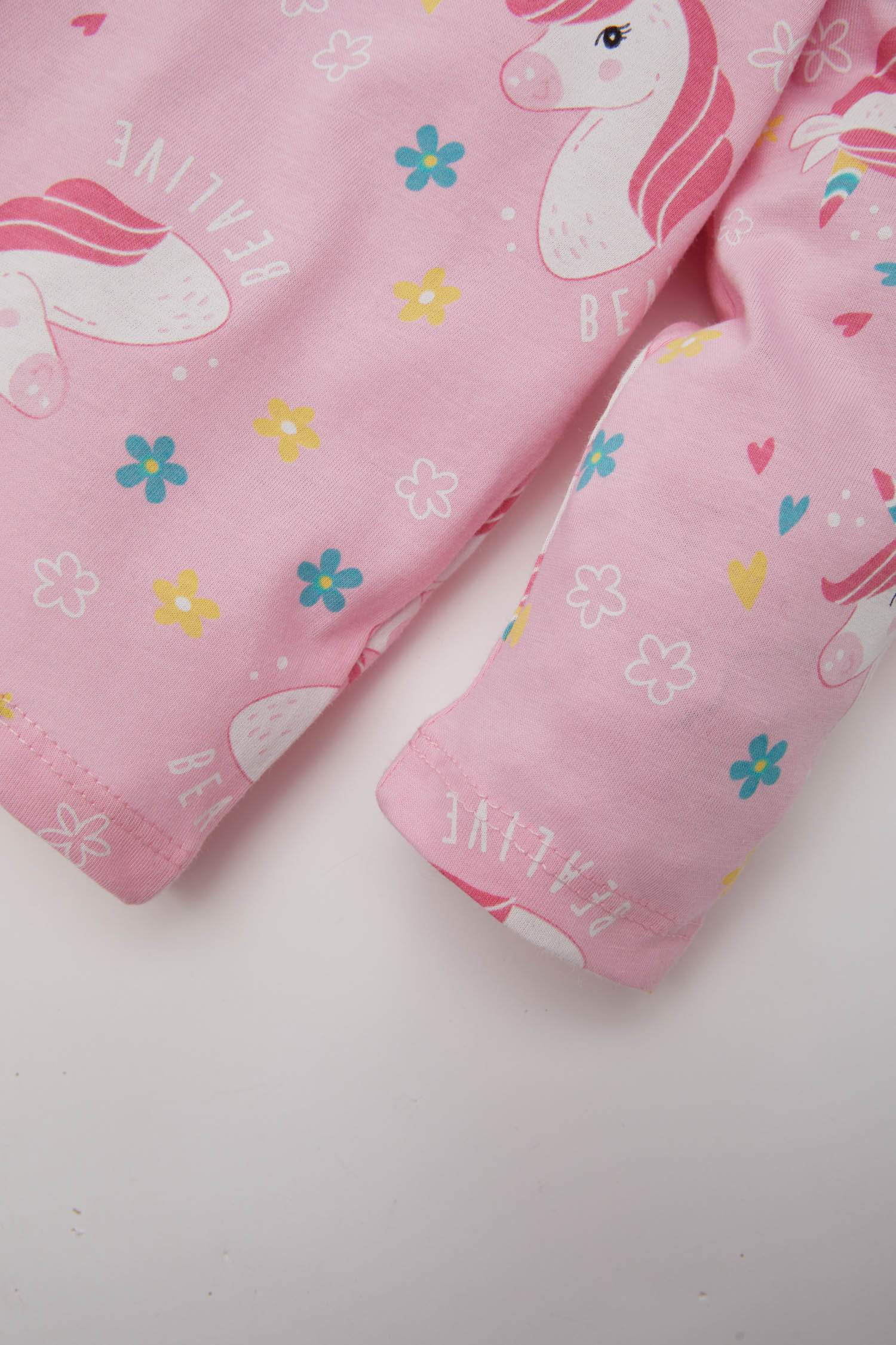 سيت بجامة بناتي بطبعة يونيكورن - قطعتين