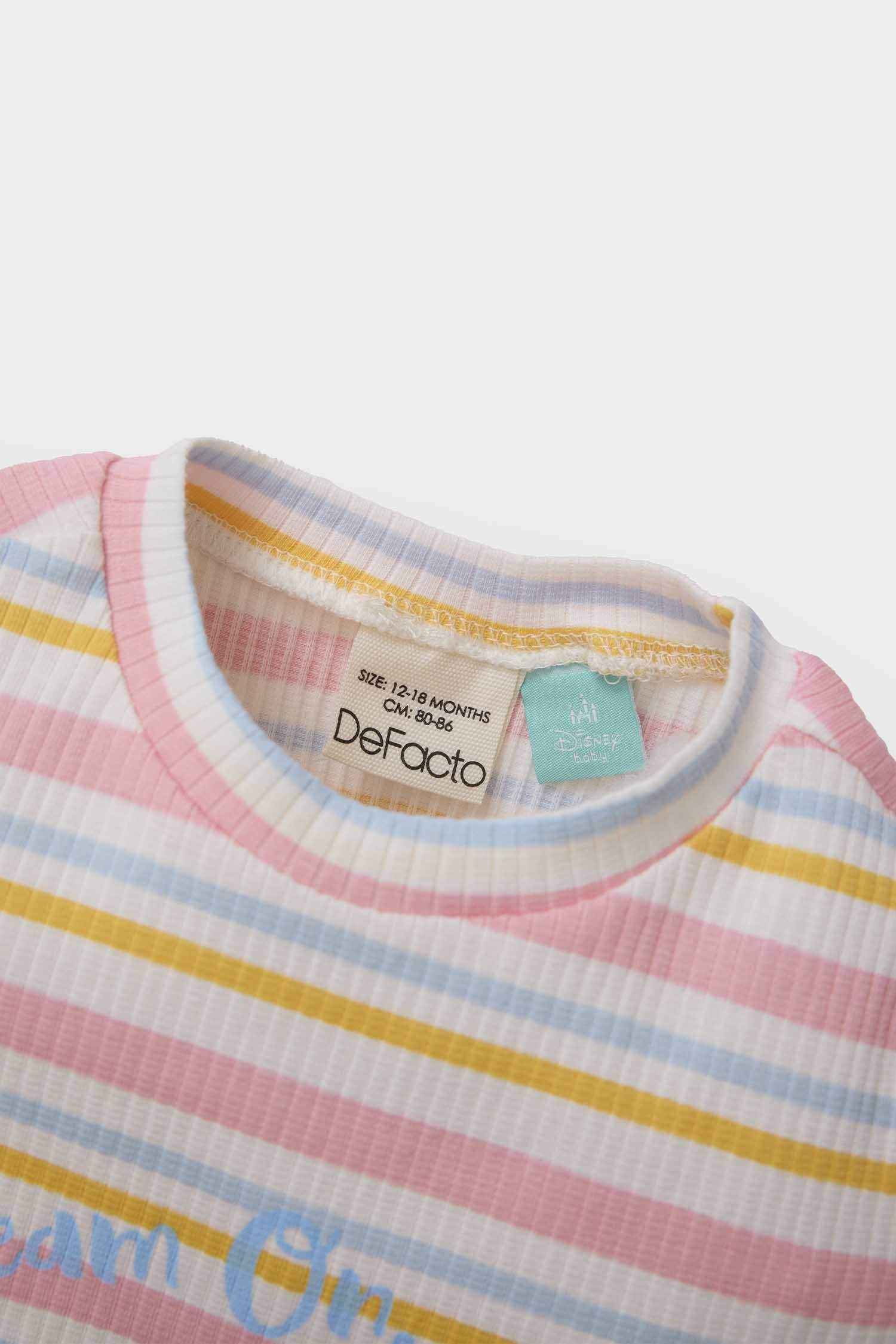 Детская пижама Disney Mickey & Minnie, верх с короткими рукавами из рубчатого кашкорсе, нижняя часть с эластичным поясом