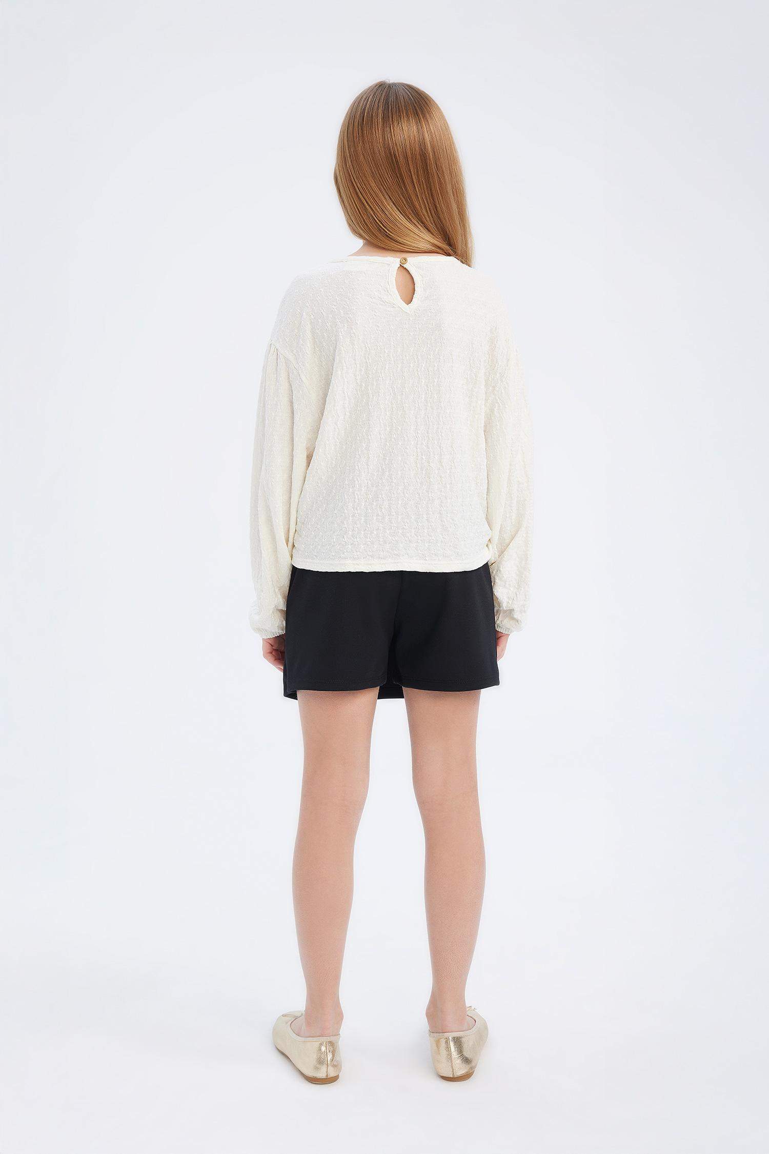 Kız Çocuk 2'li Takım Uzun Kollu Bluz Şort Etek