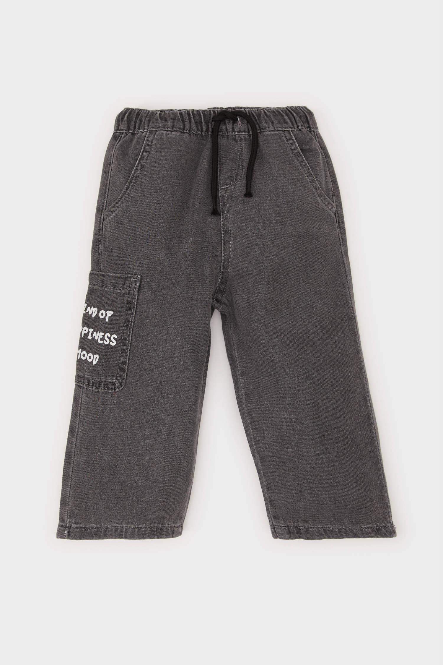 Baby Boy Elastic Waist Pocket Printed Jeans