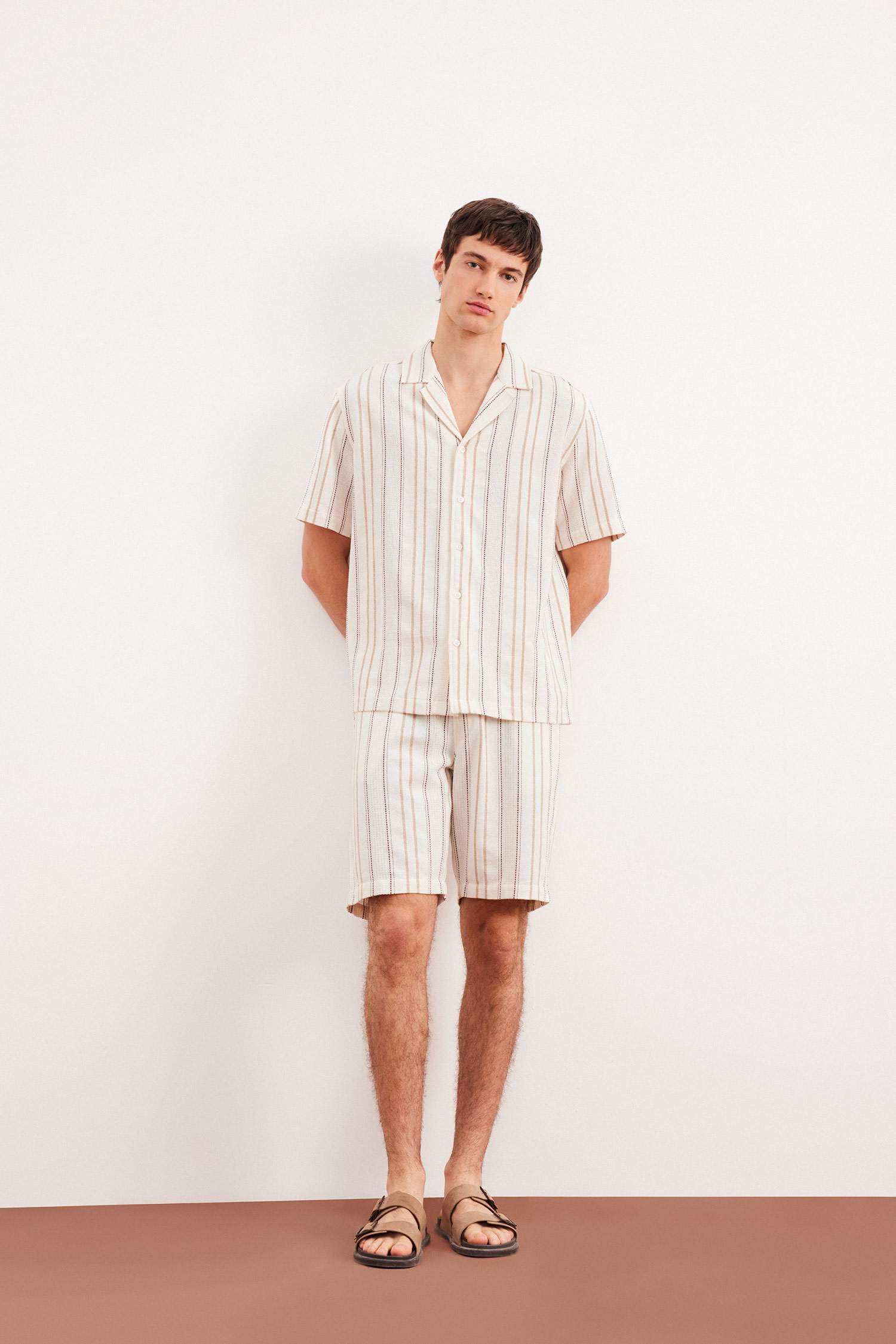 Regular Fit Jacquard Striped Bermuda Shorts