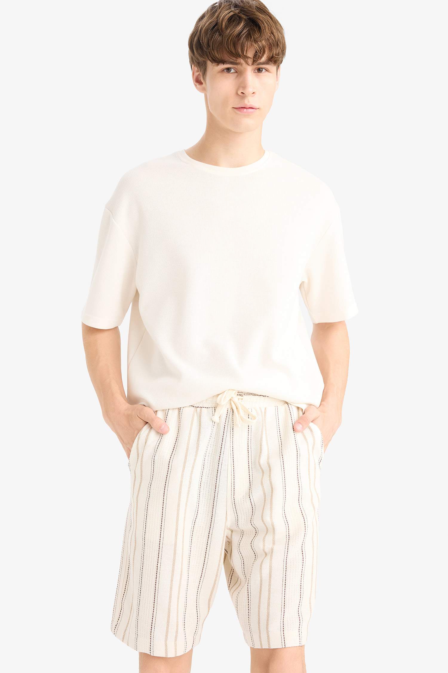 Regular Fit Jacquard Striped Bermuda Shorts