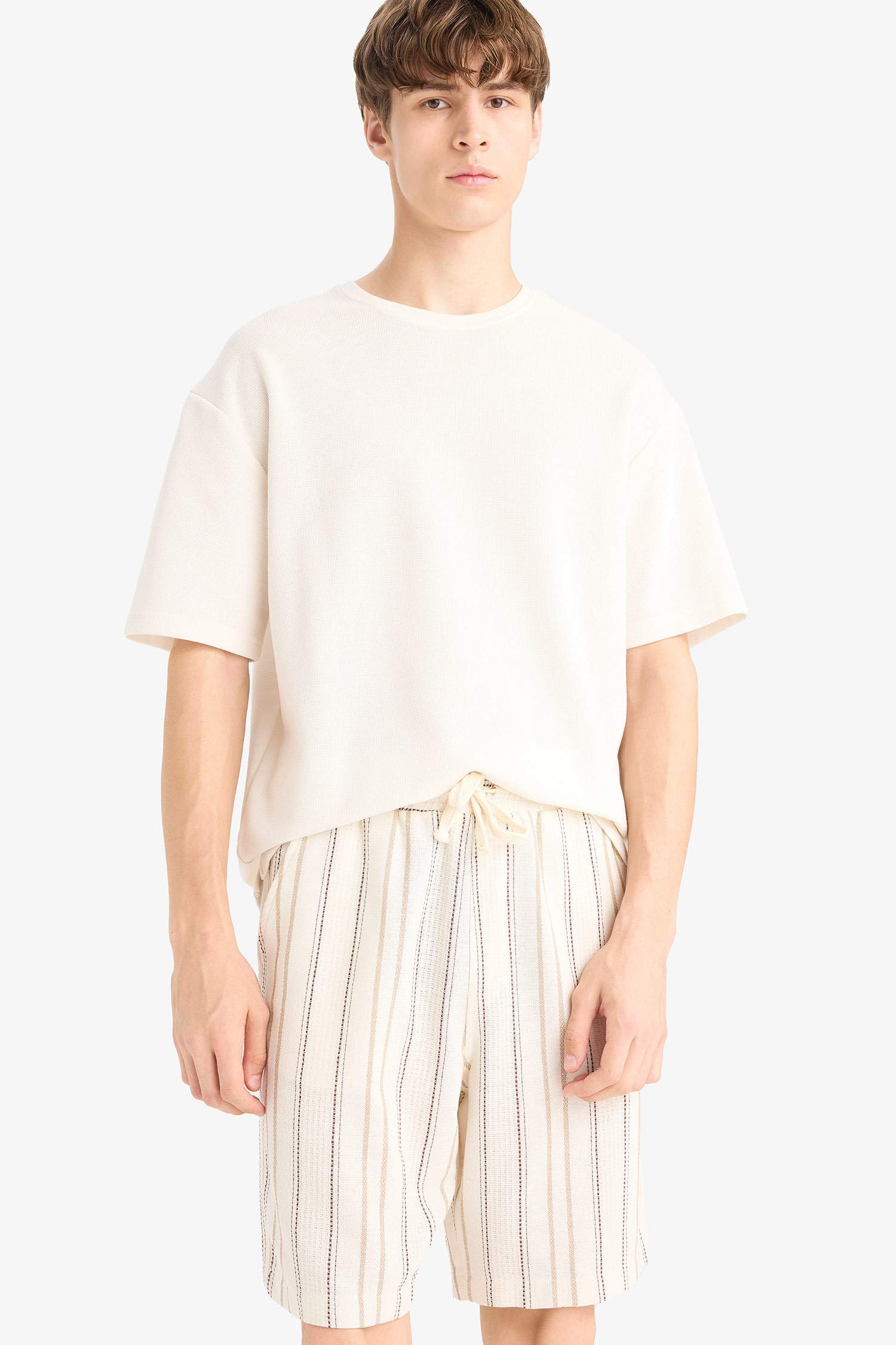 Regular Fit Jacquard Striped Bermuda Shorts