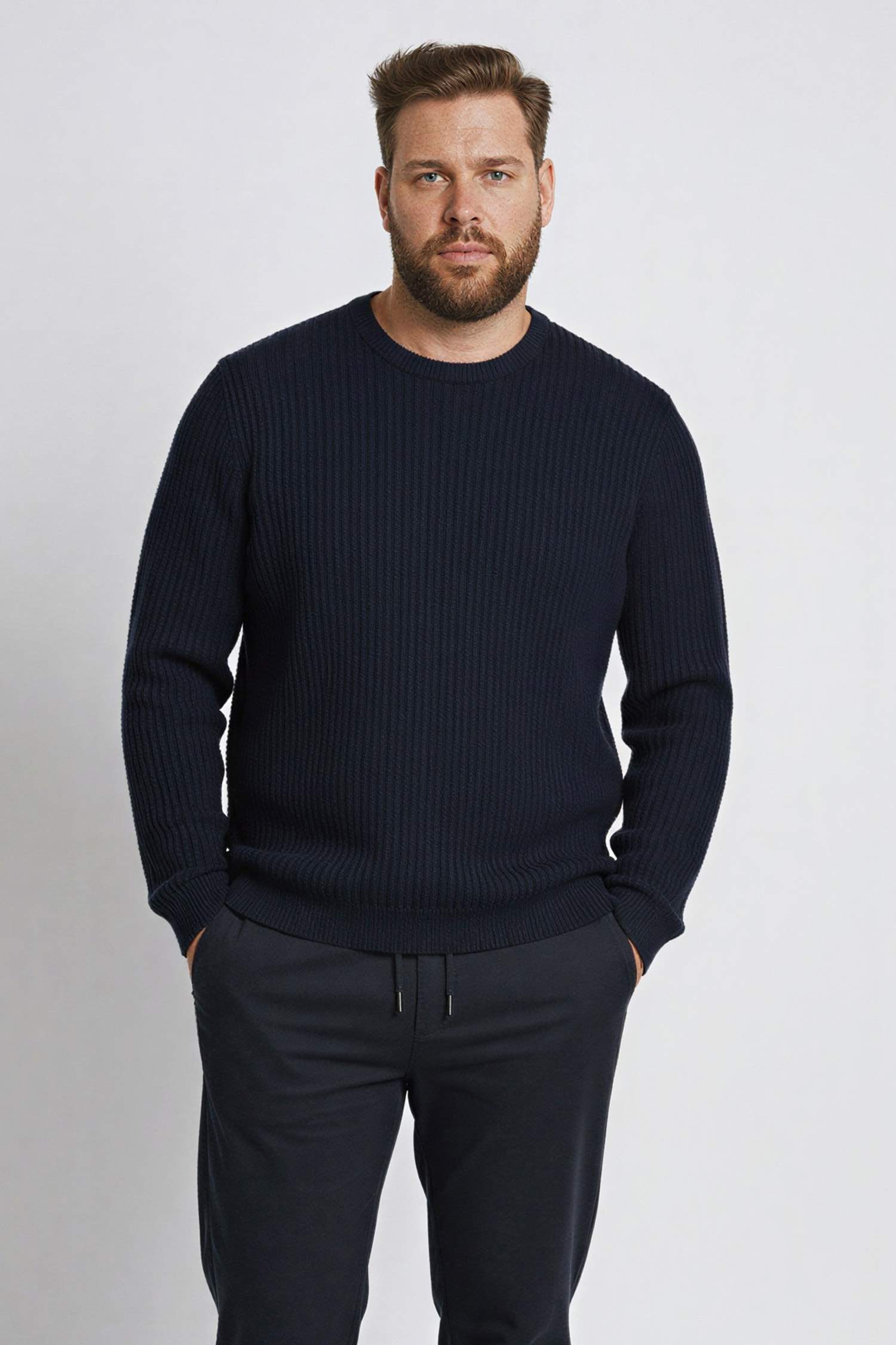 Standart Fit Bisiklet Yaka Basic Dokulu Triko Kazak