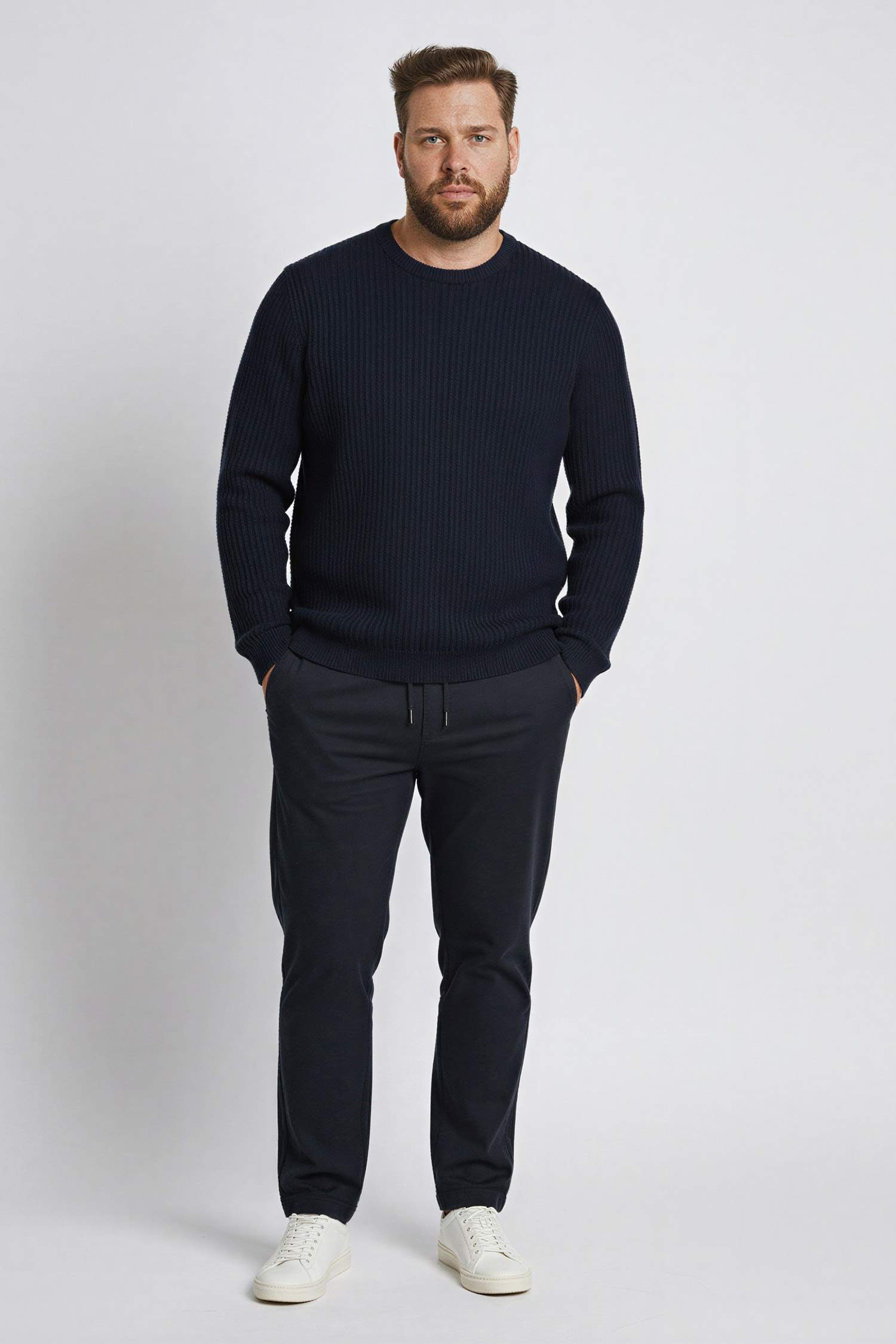 Standart Fit Bisiklet Yaka Basic Dokulu Triko Kazak