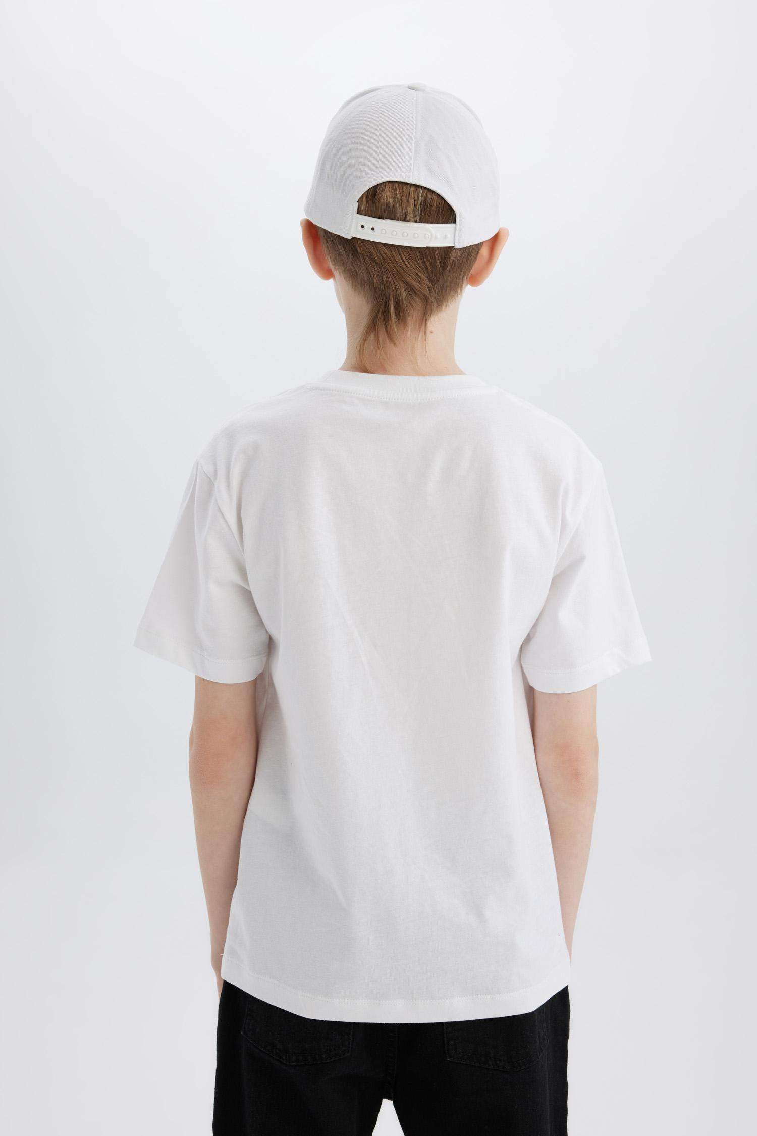 تيشيرت أولاد نص كم مطبوع قصة عادية برقبة مستديرة