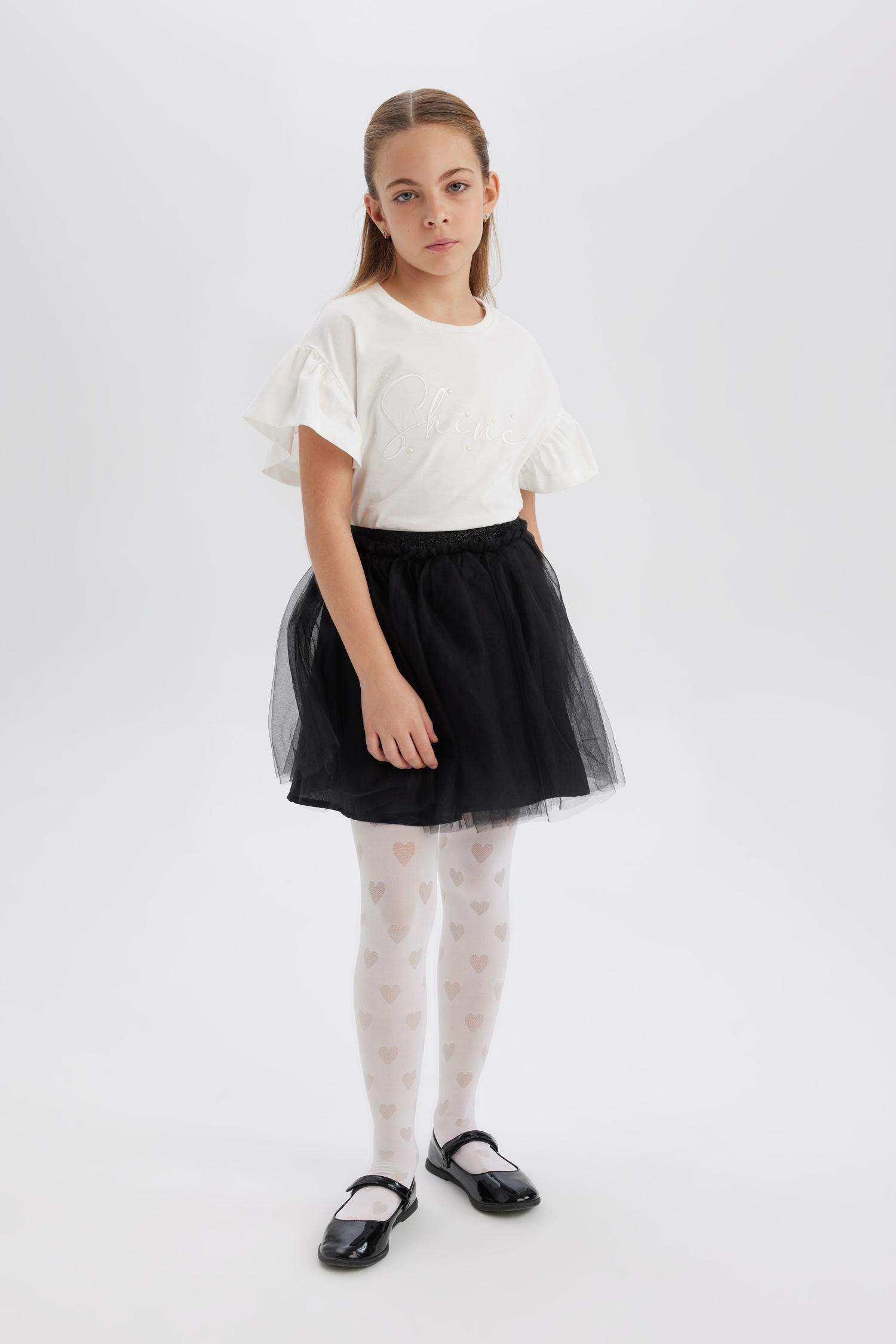 T-shirt imprimé à col rond et manches courtes pour fille