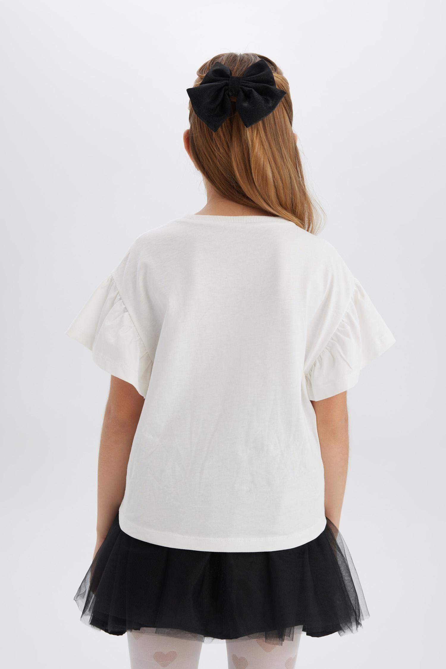 T-shirt imprimé à col rond et manches courtes pour fille