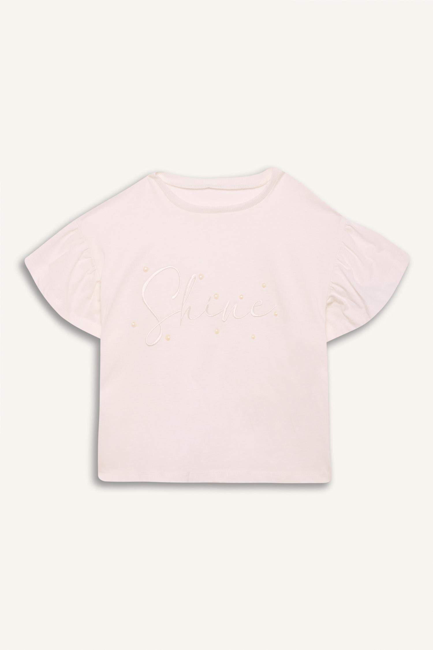 T-shirt imprimé à col rond et manches courtes pour fille