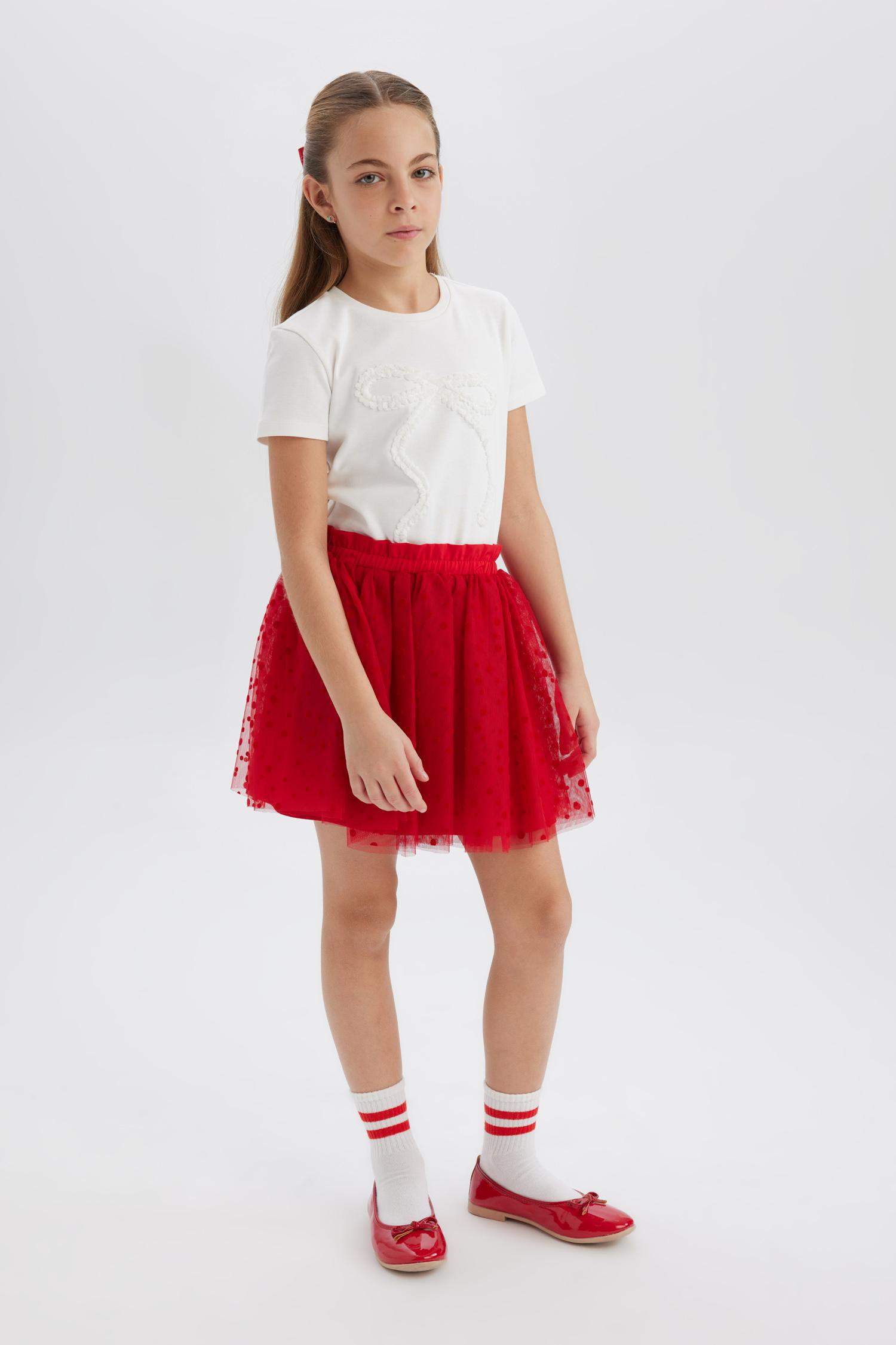 T-shirt slim imprimé à col rond pour fille