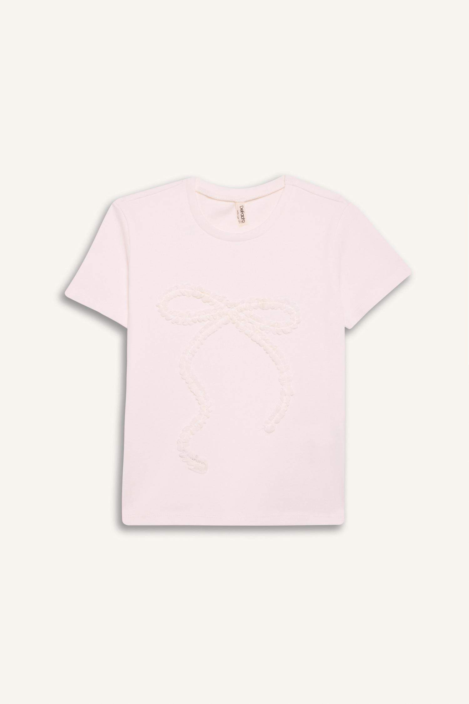 T-shirt slim imprimé à col rond pour fille
