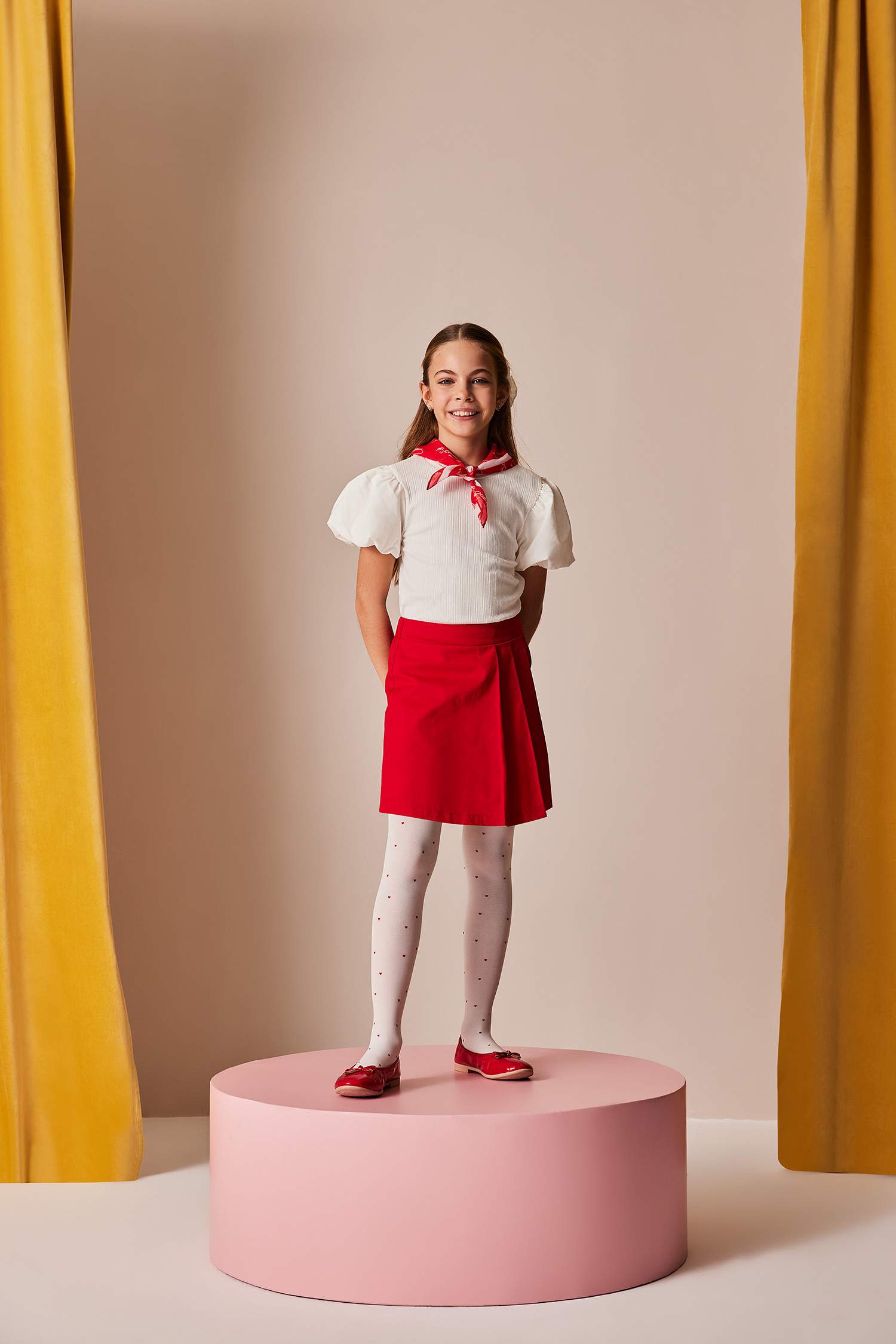 Kız Çocuk Bisiklet Yaka Fitilli Kaşkorse Kısa Kollu Tişört