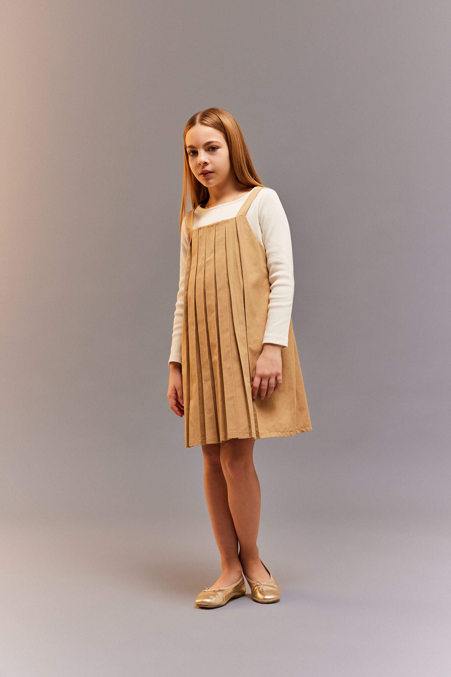 Kız Çocuk Pileli Askılı Yazlık Elbise