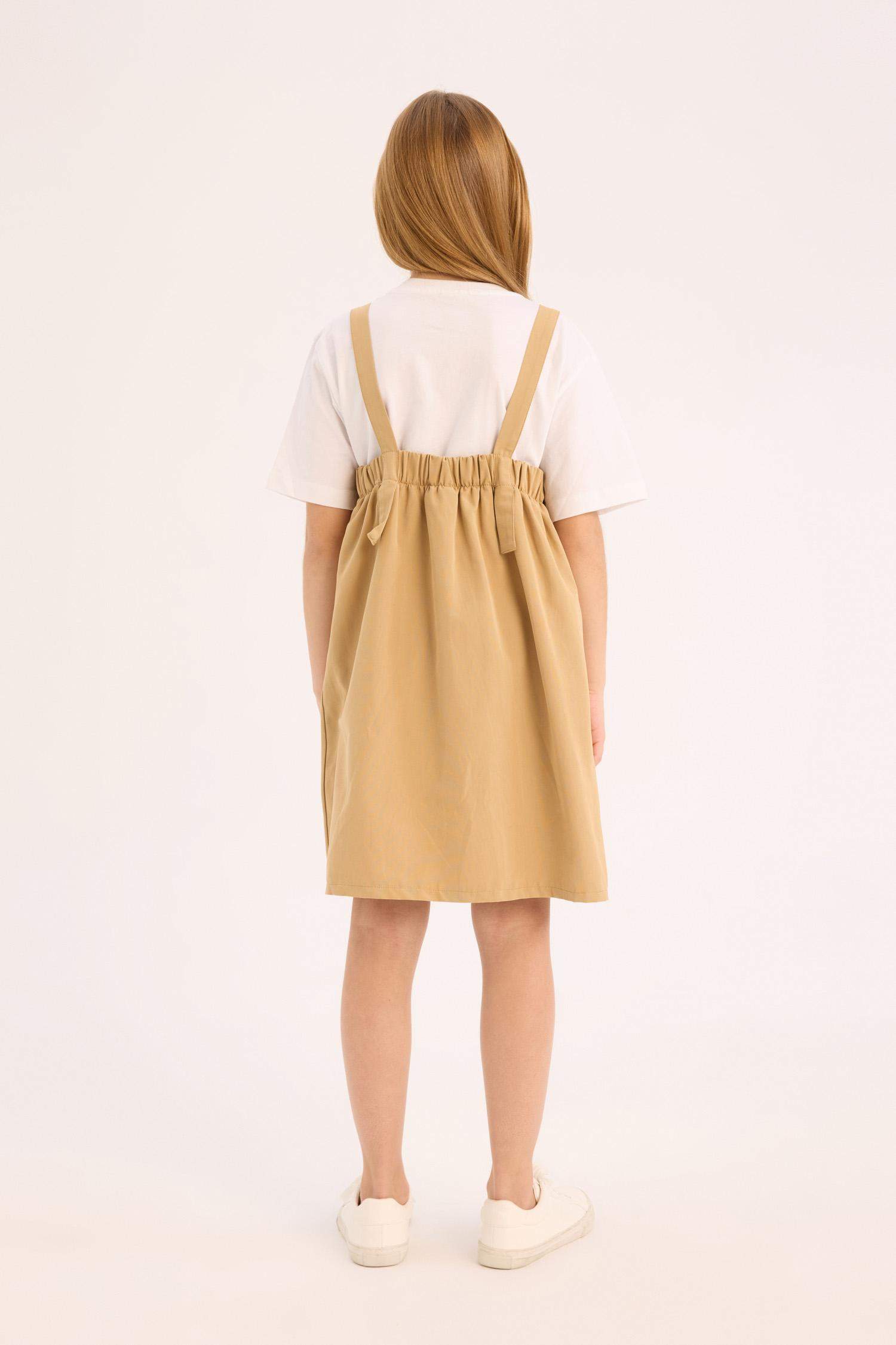 Kız Çocuk Pileli Askılı Yazlık Elbise