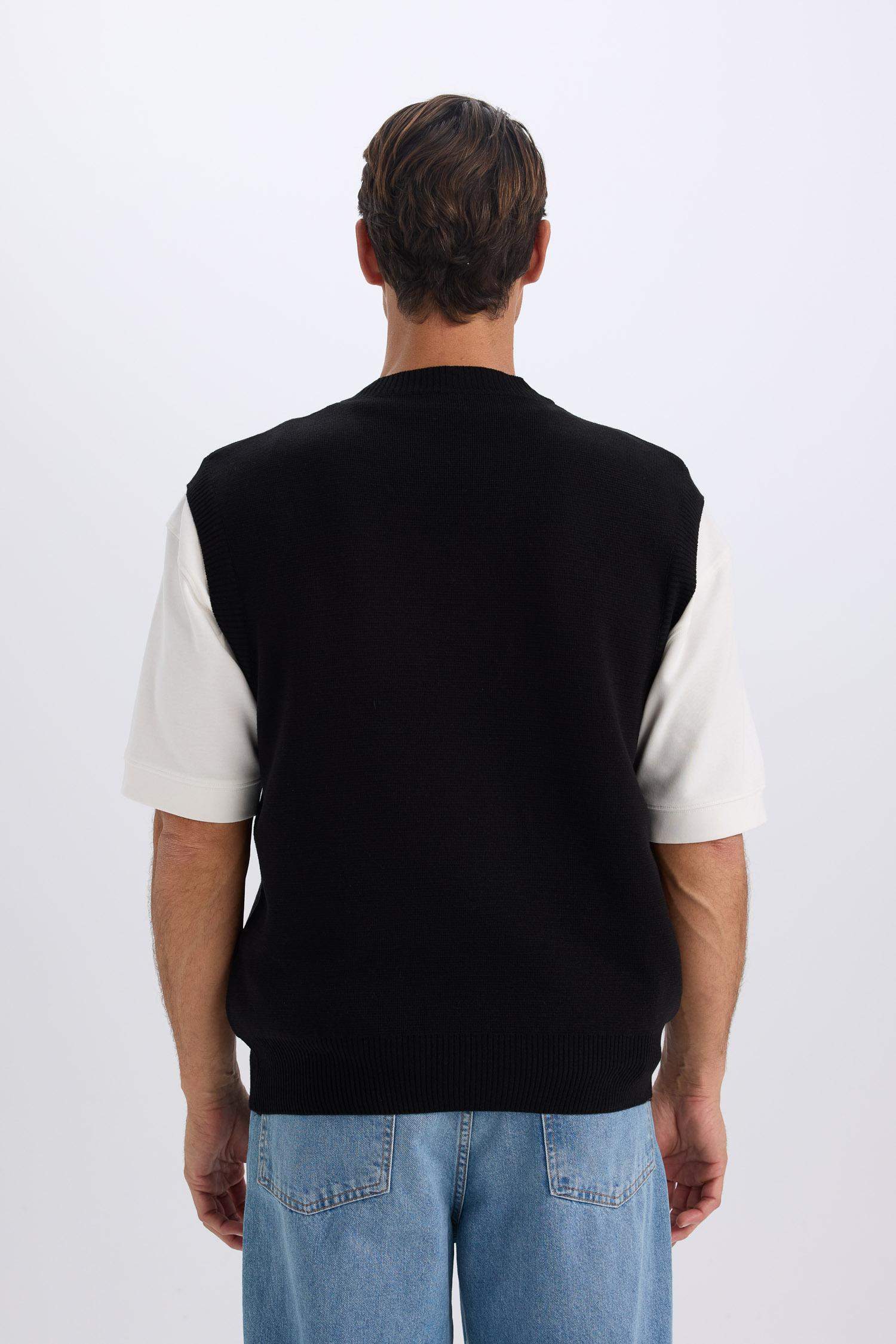 Standart Fit V Yaka Triko Basic Düz Süveter