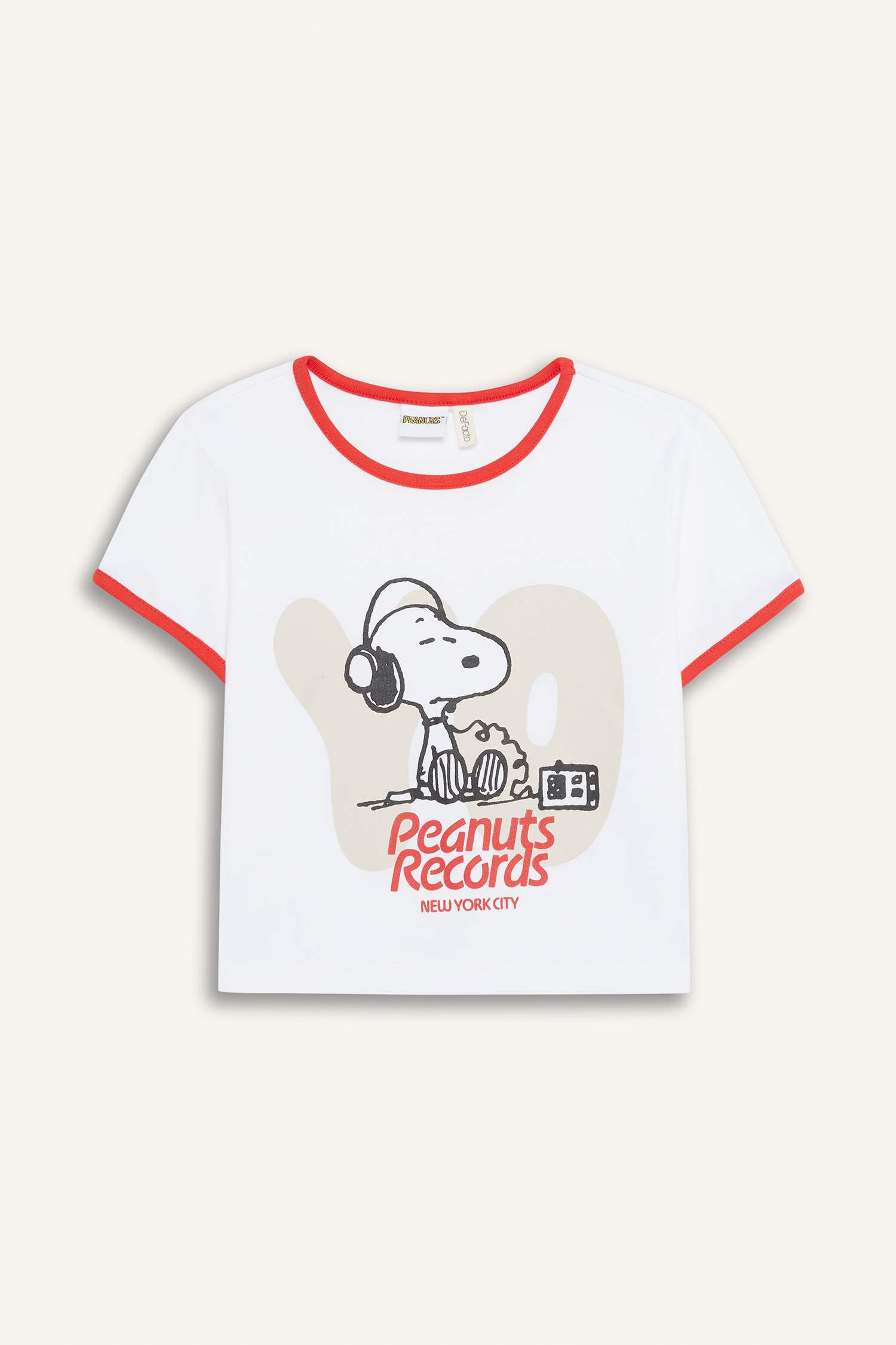 T-shirt court à imprimé Snoopy et col rond pour fille