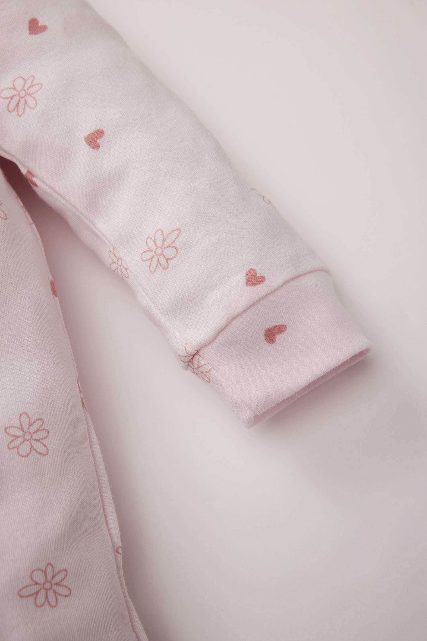 Kız Bebek Yenidoğan Desenli Uzun Kollu Çıtçıtlı Tulum