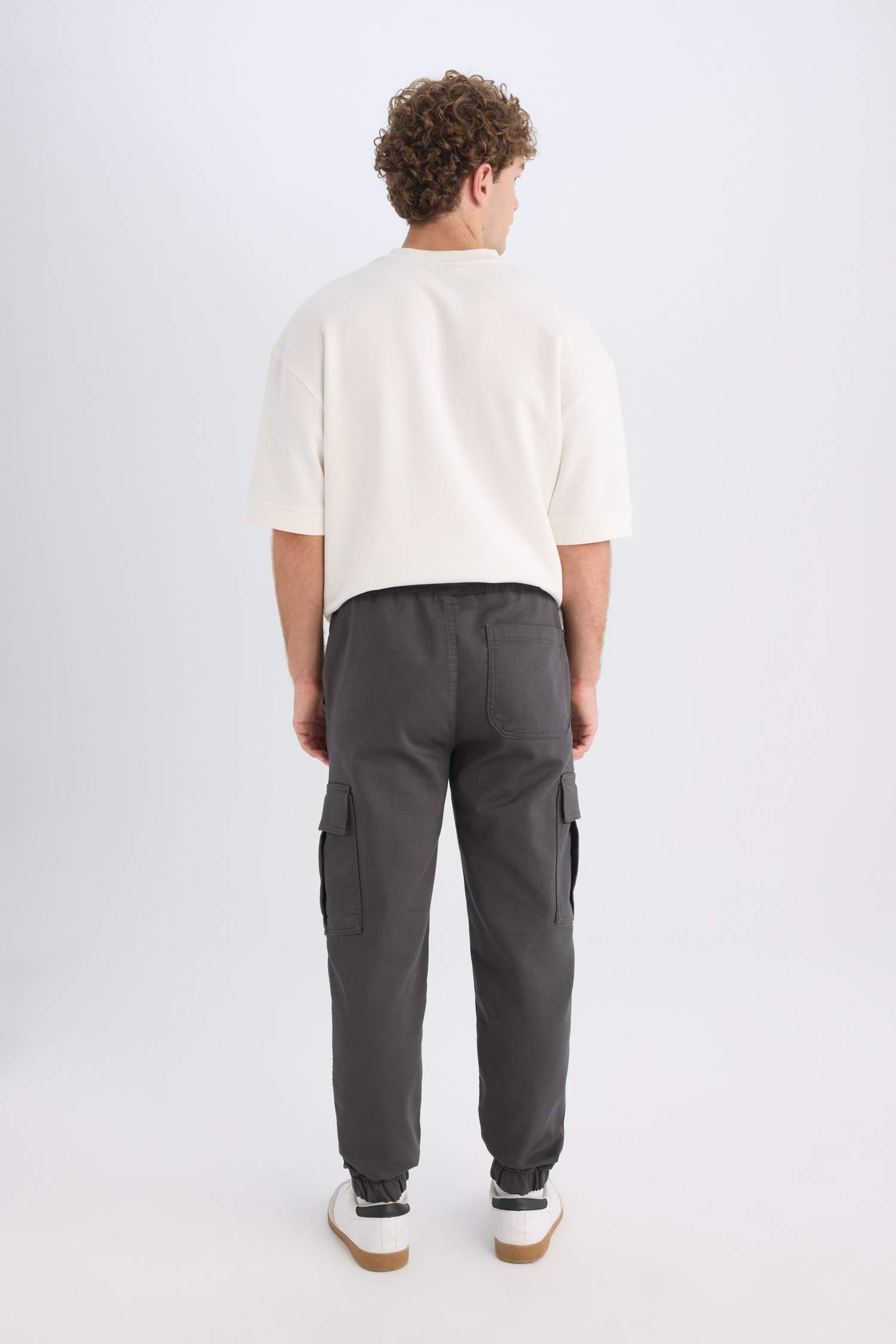 Jogger Pantolon Regular Beli Bağcıklı Dokulu Kargo Cepli